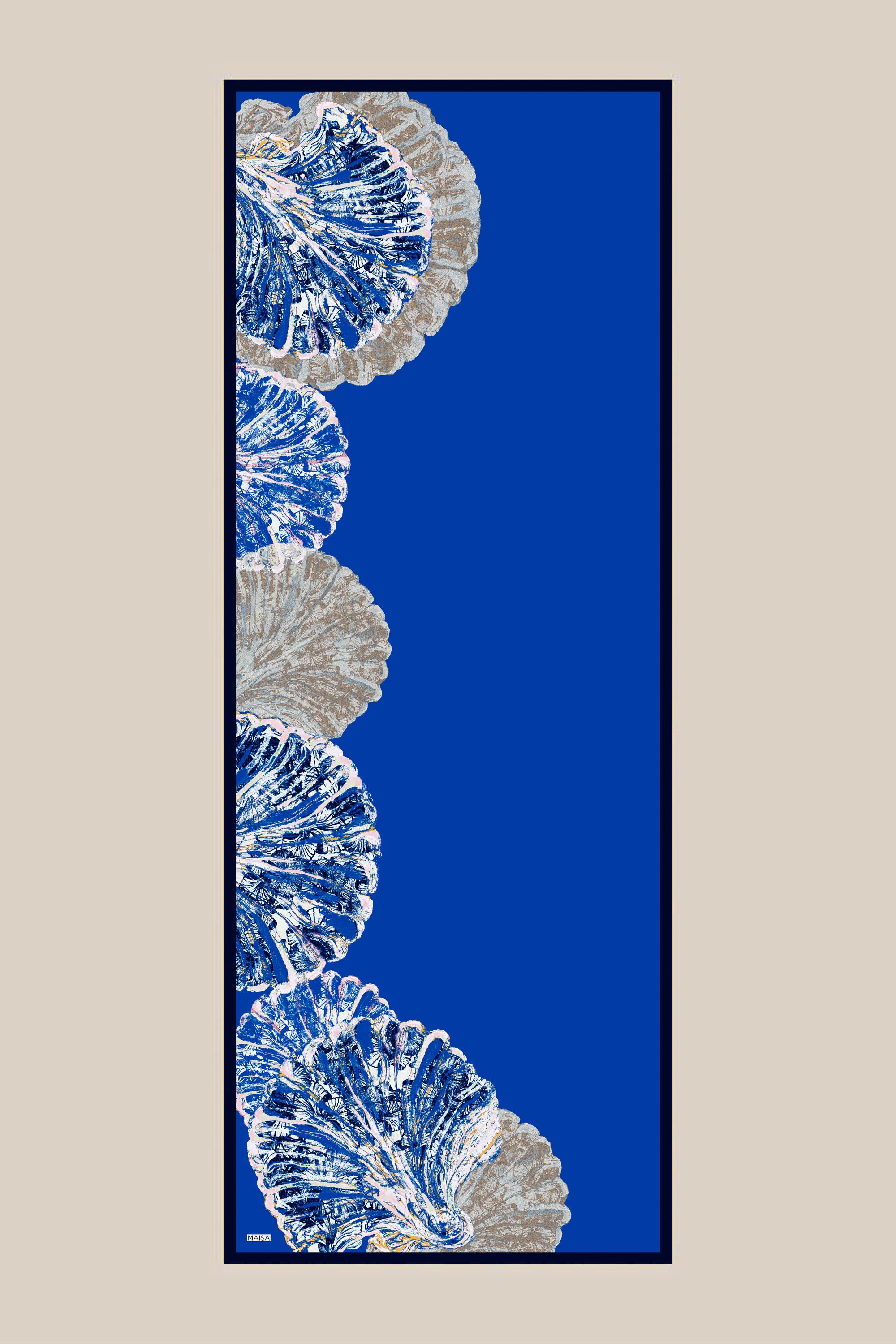 SAYRA KREP İPEK ŞAL 70*190 CM - MAVİ