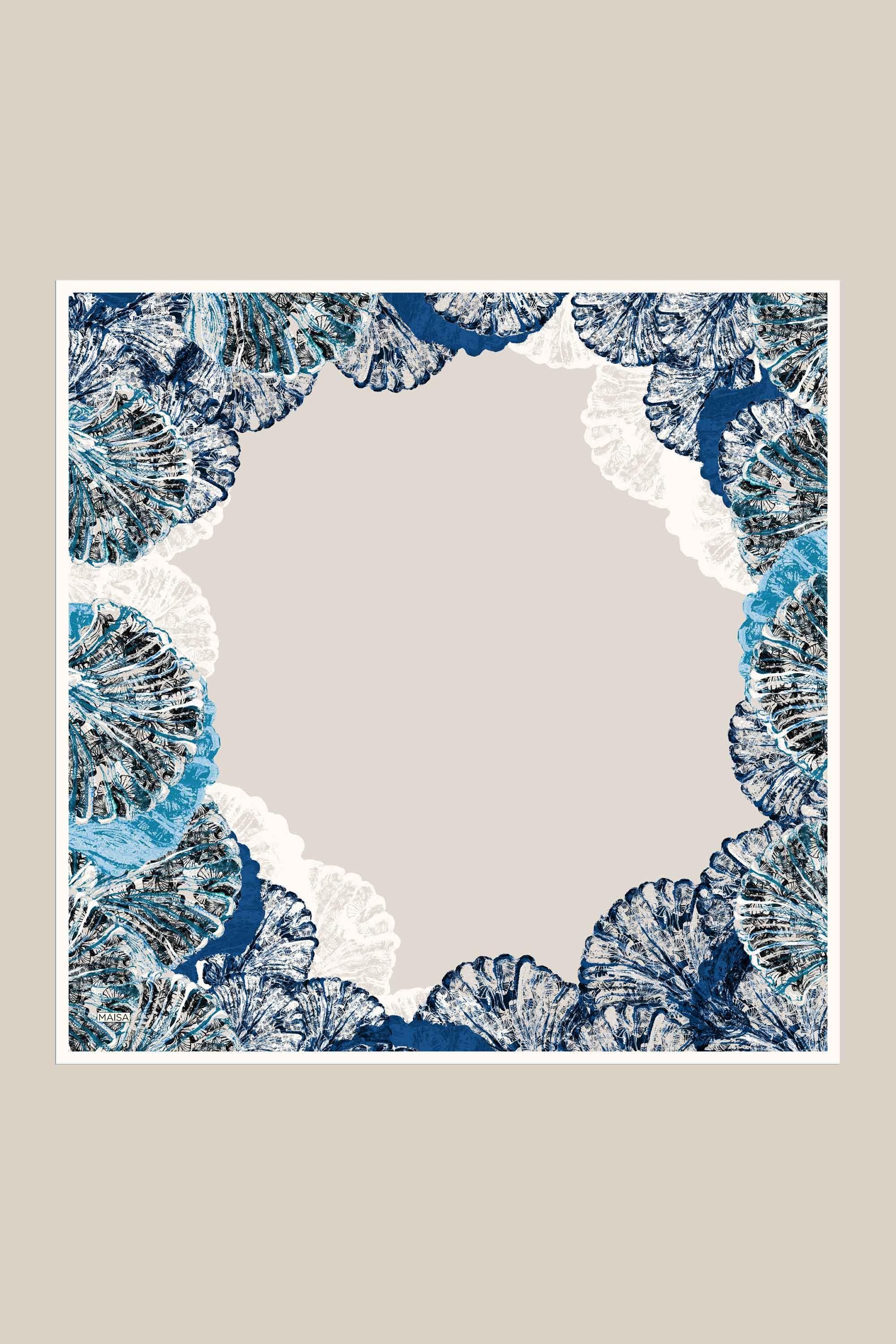 SAYRA MULBERRY İPEK EŞARP 90*90 CM - MAVİ