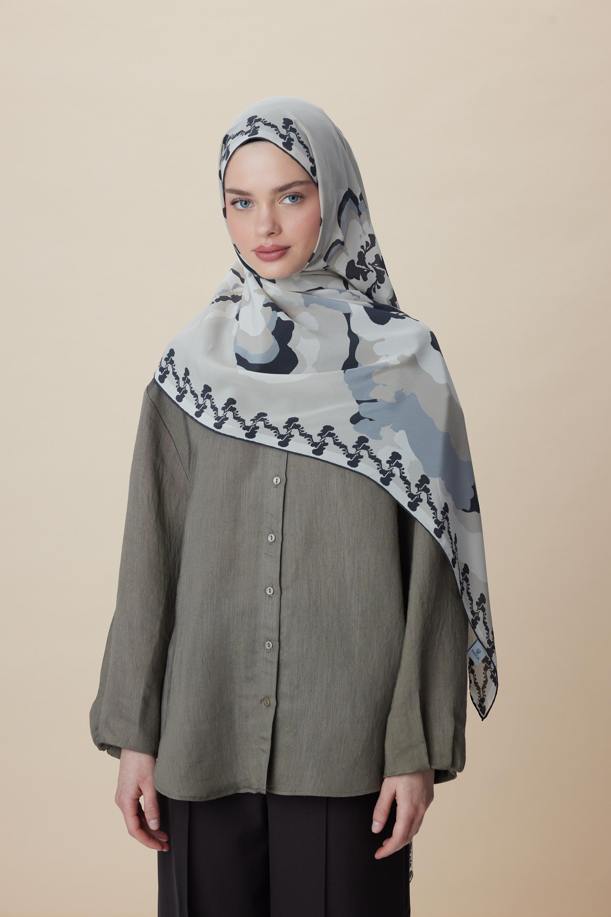 SEDA KREP İPEK ŞAL 70*190 CM - GRİ
