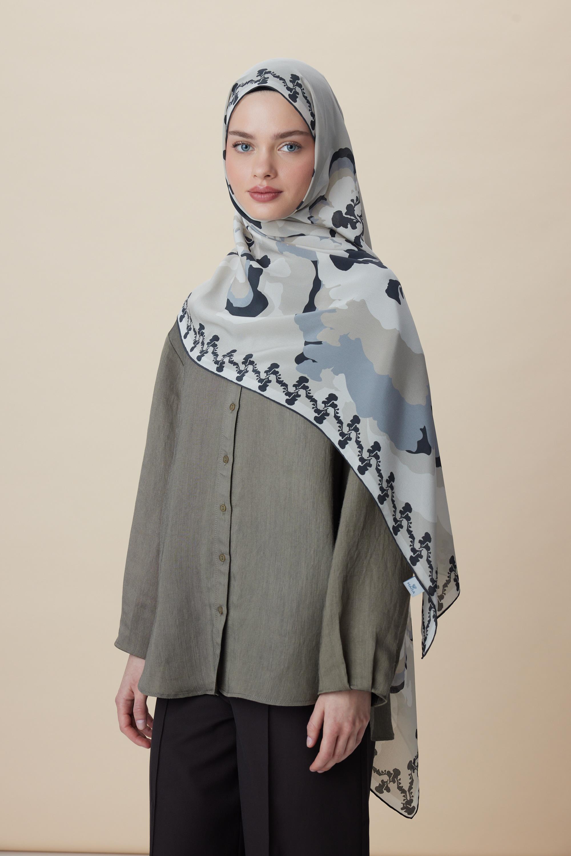 SEDA KREP İPEK ŞAL 70*190 CM - GRİ