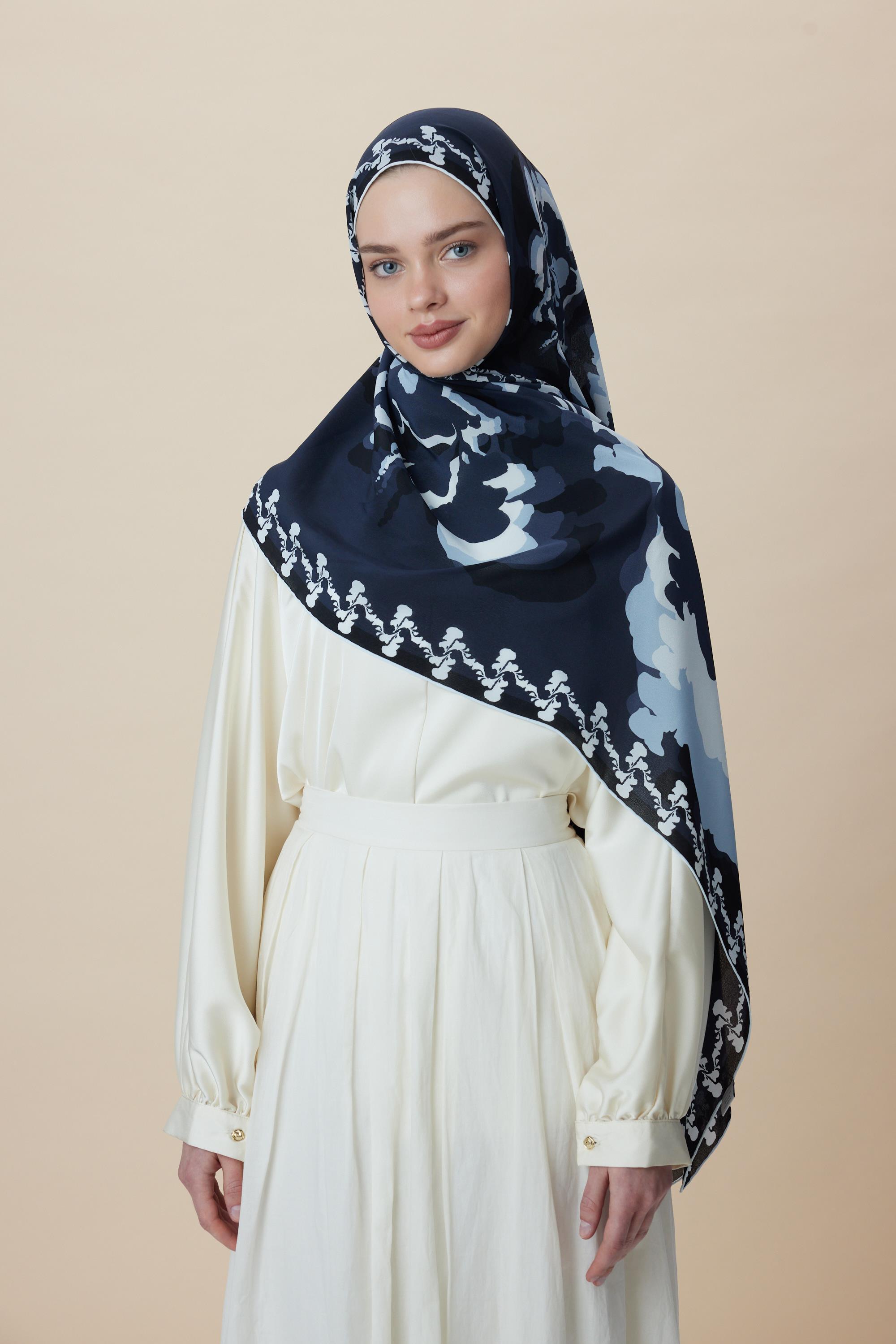SEDA KREP İPEK ŞAL 70*190 CM - INDIGO