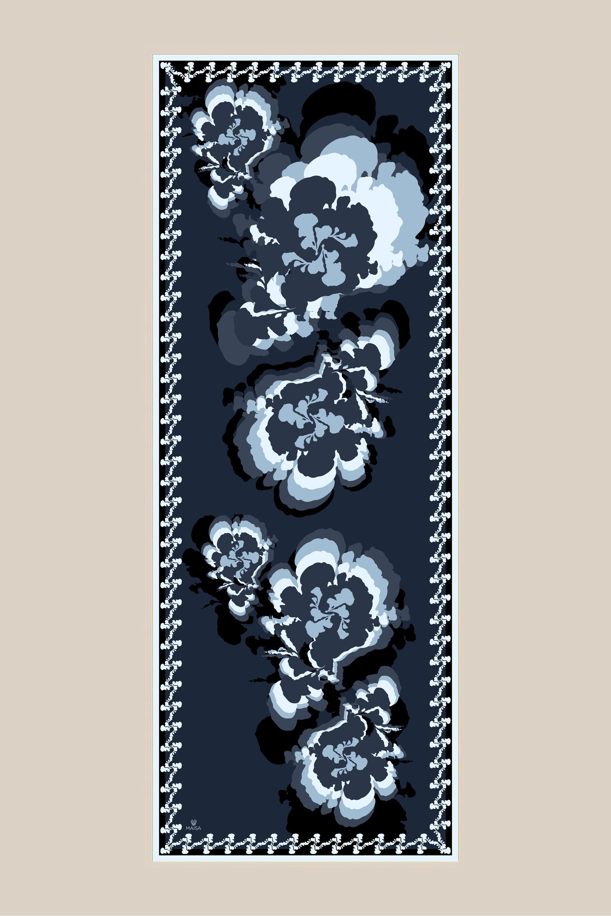 SEDA KREP İPEK ŞAL 70*190 CM - INDIGO