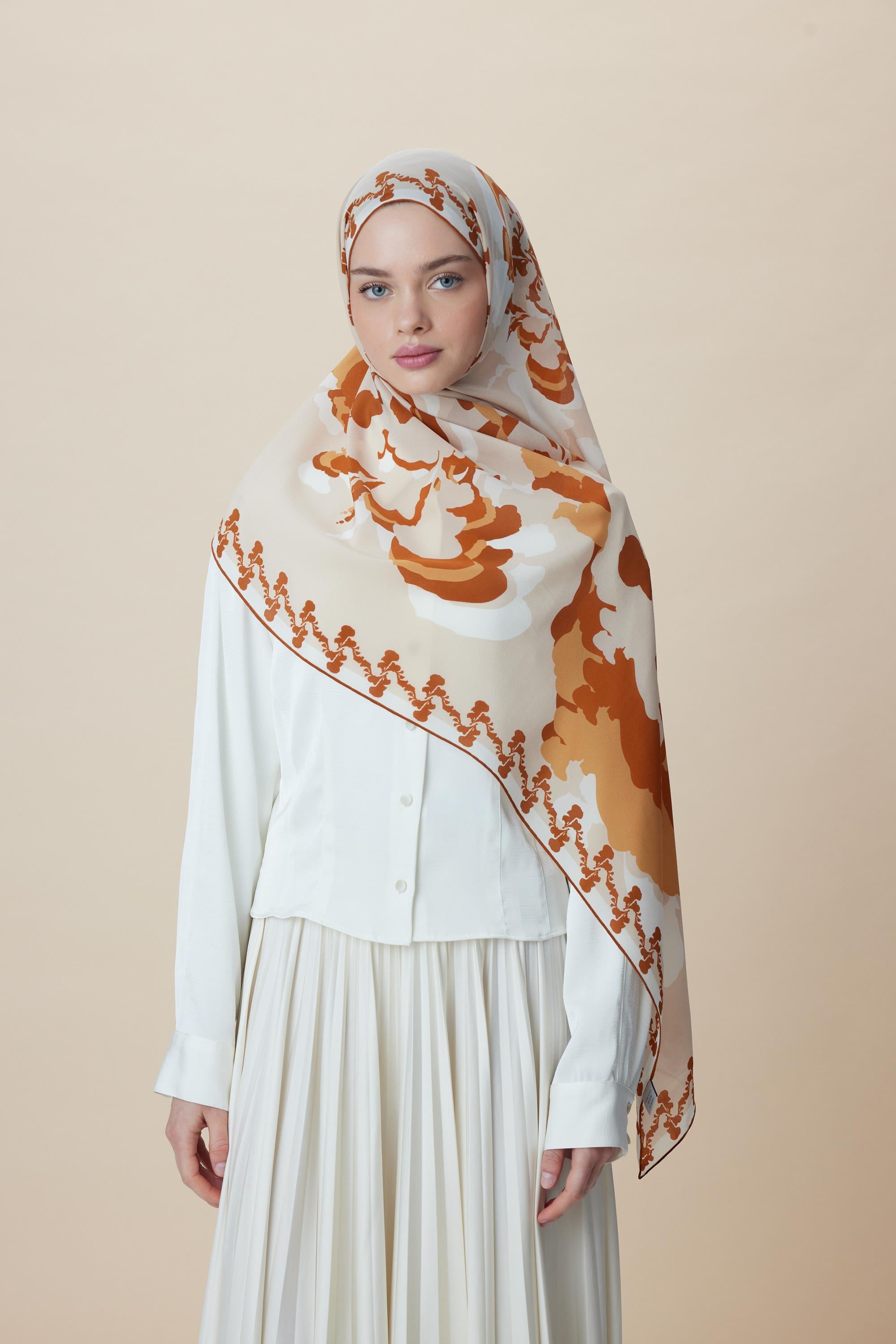 SEDA KREP İPEK ŞAL 70*190 CM - TURUNCU