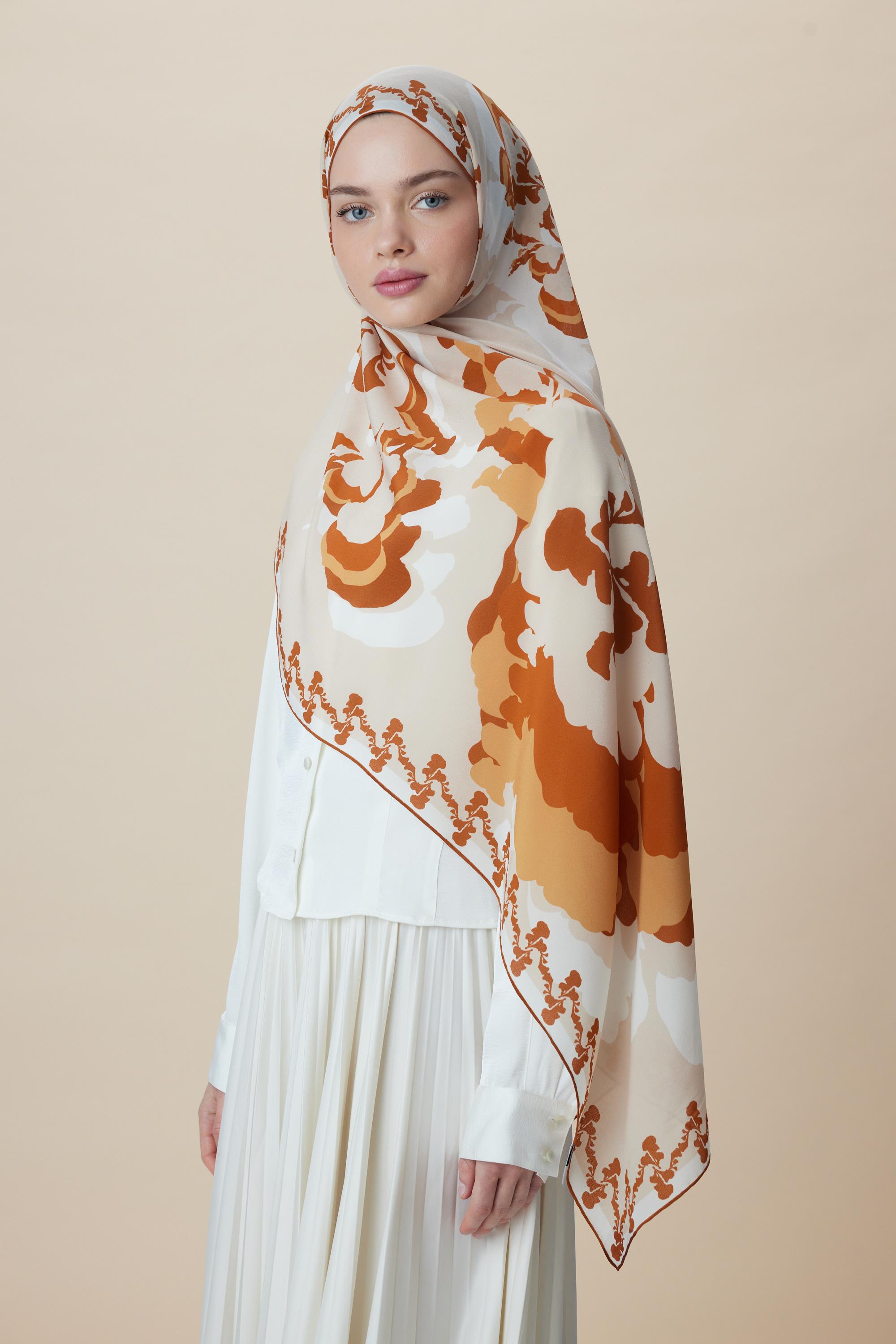 SEDA KREP İPEK ŞAL 70*190 CM - TURUNCU