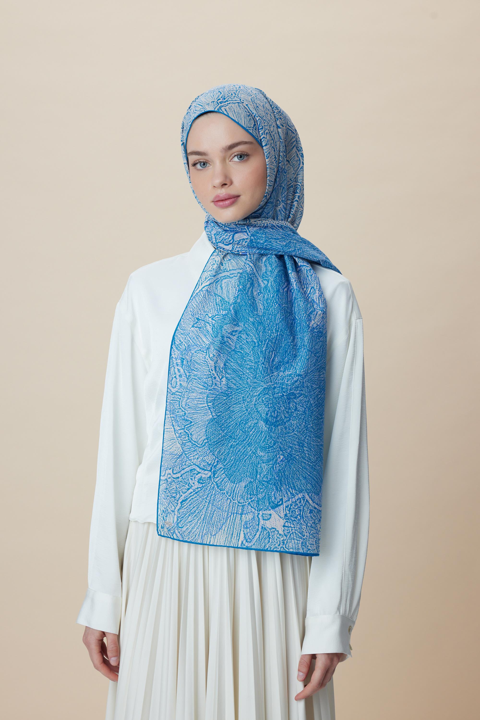 SEDEF FLOŞ VİSKON ŞAL 70*190 CM - MAVİ
