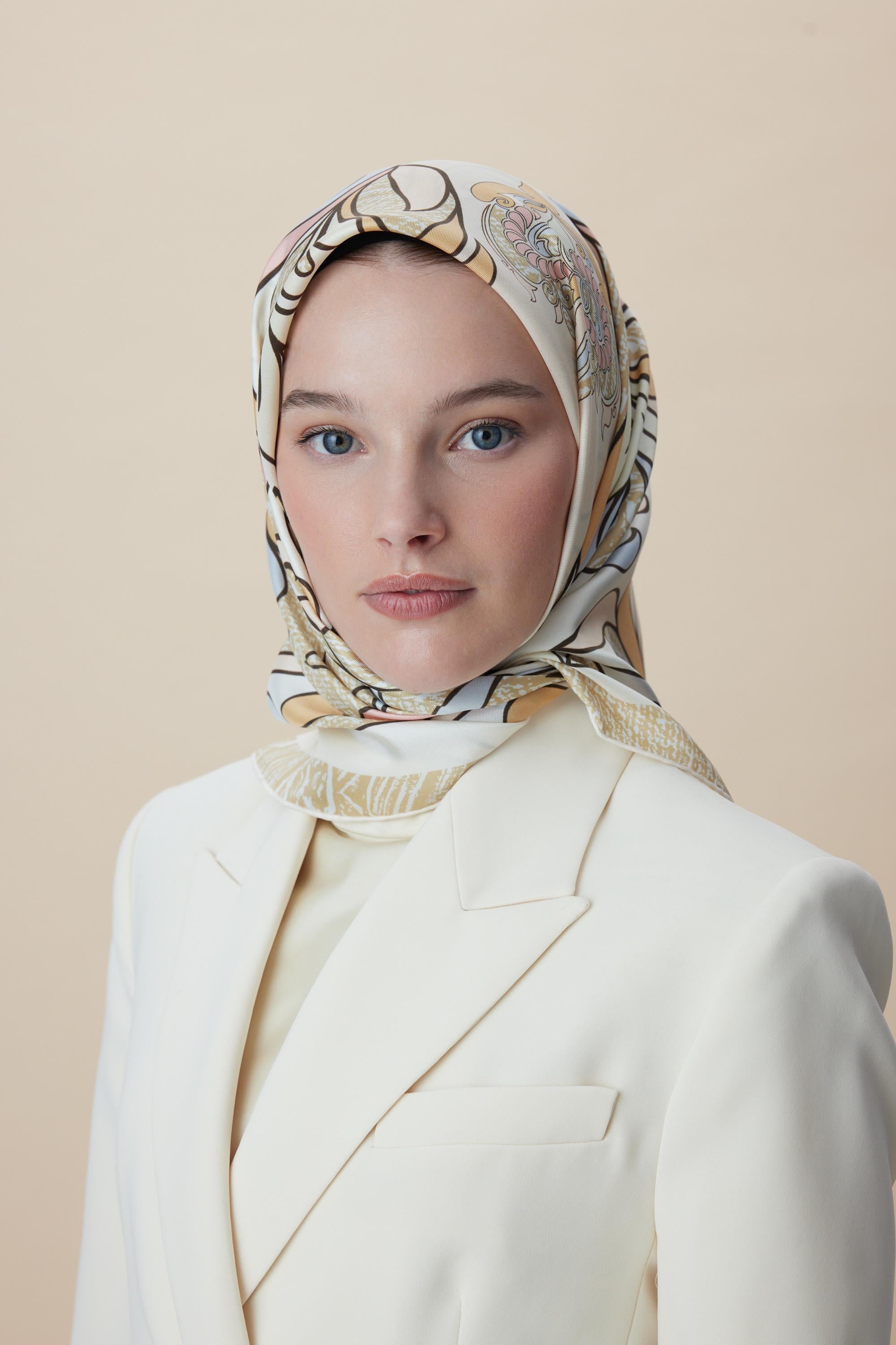 SERA TİVİL İPEK EŞARP 90*90 CM - PUDRA PEMBE