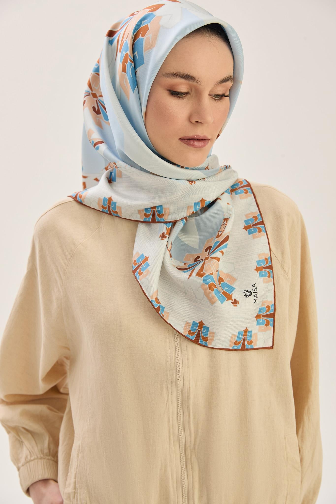 ŞİMAL MULBERRY İPEK EŞARP 90*90 CM - KAHVERENGİ