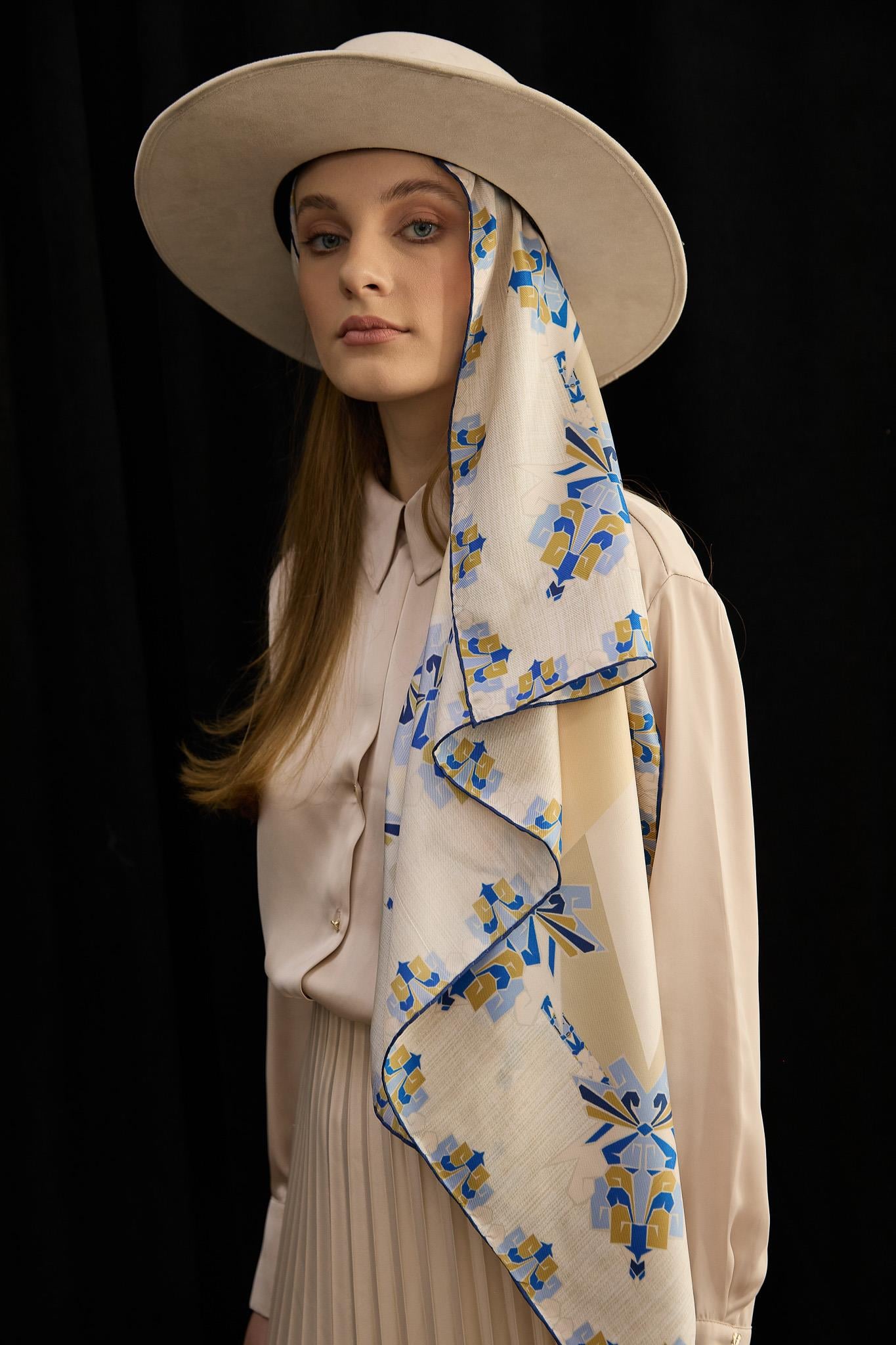 ŞİMAL MULBERRY İPEK EŞARP 90*90 CM - LACİVERT