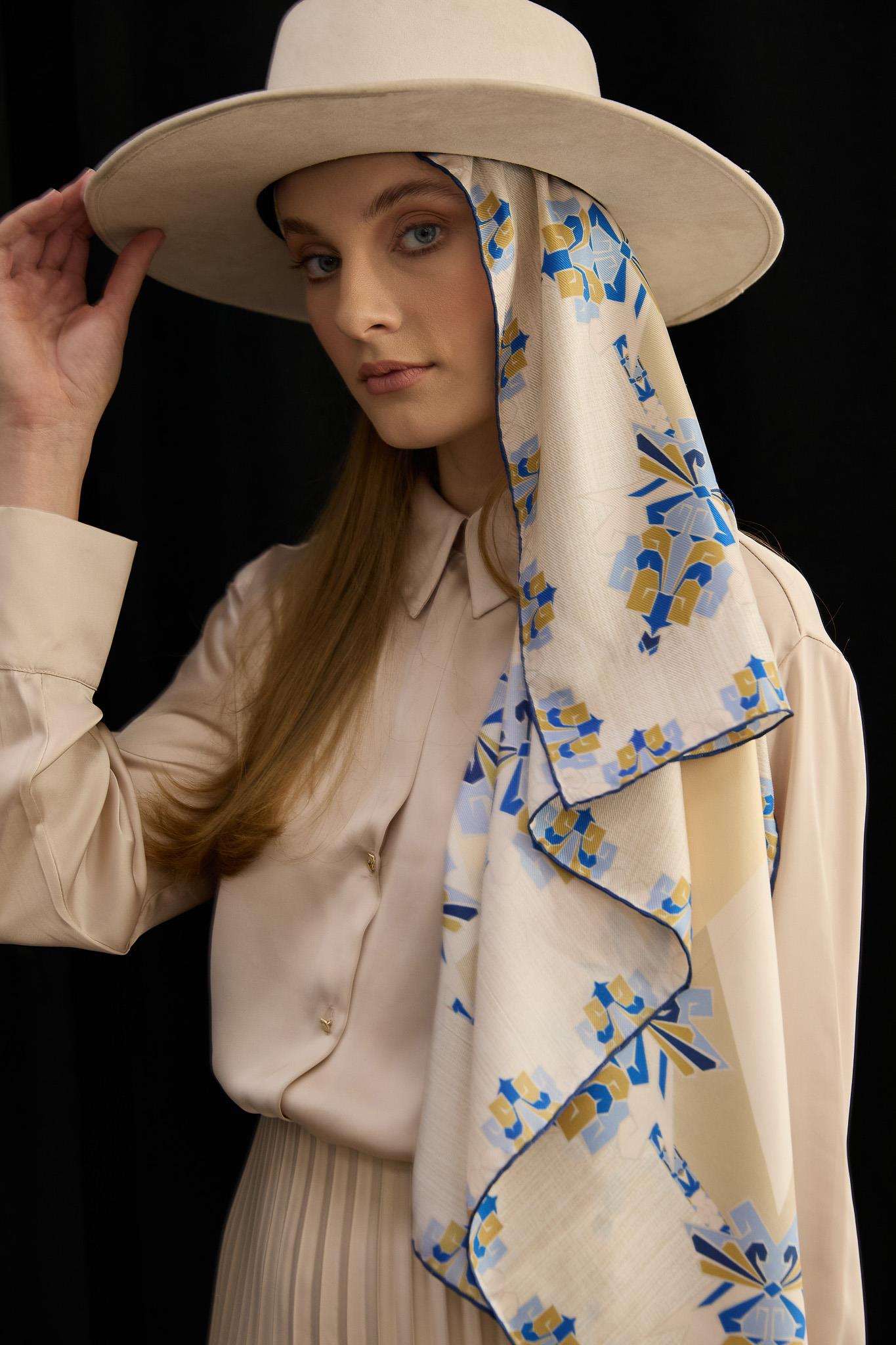 ŞİMAL MULBERRY İPEK EŞARP 90*90 CM - LACİVERT