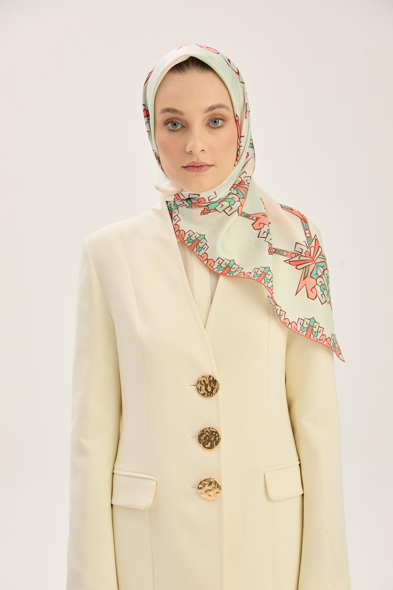 ŞİMAL MULBERRY İPEK EŞARP 90*90 CM - MİNT YEŞİL