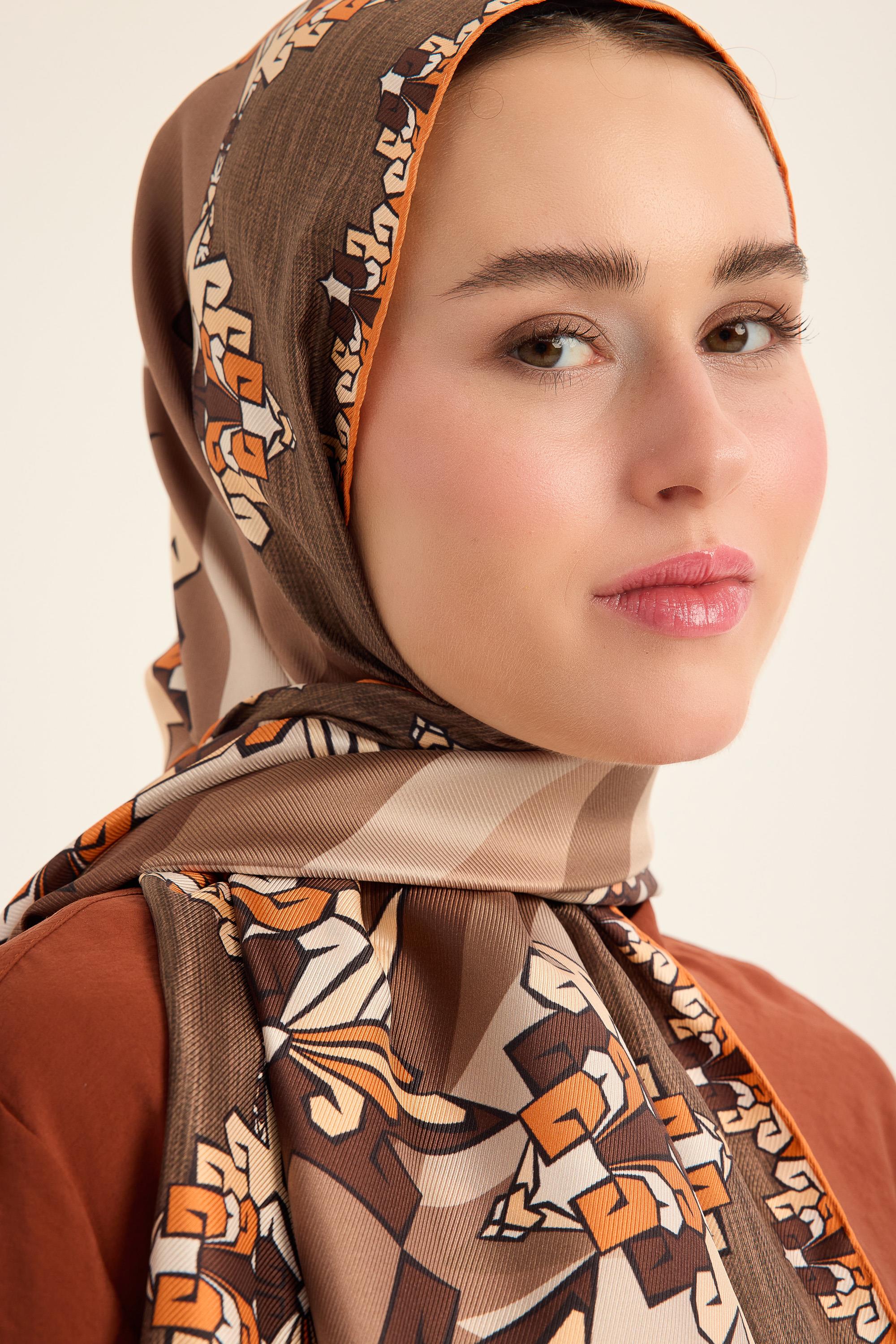ŞİMAL MULBERRY İPEK ŞAL 70*190 CM - KAHVERENGİ