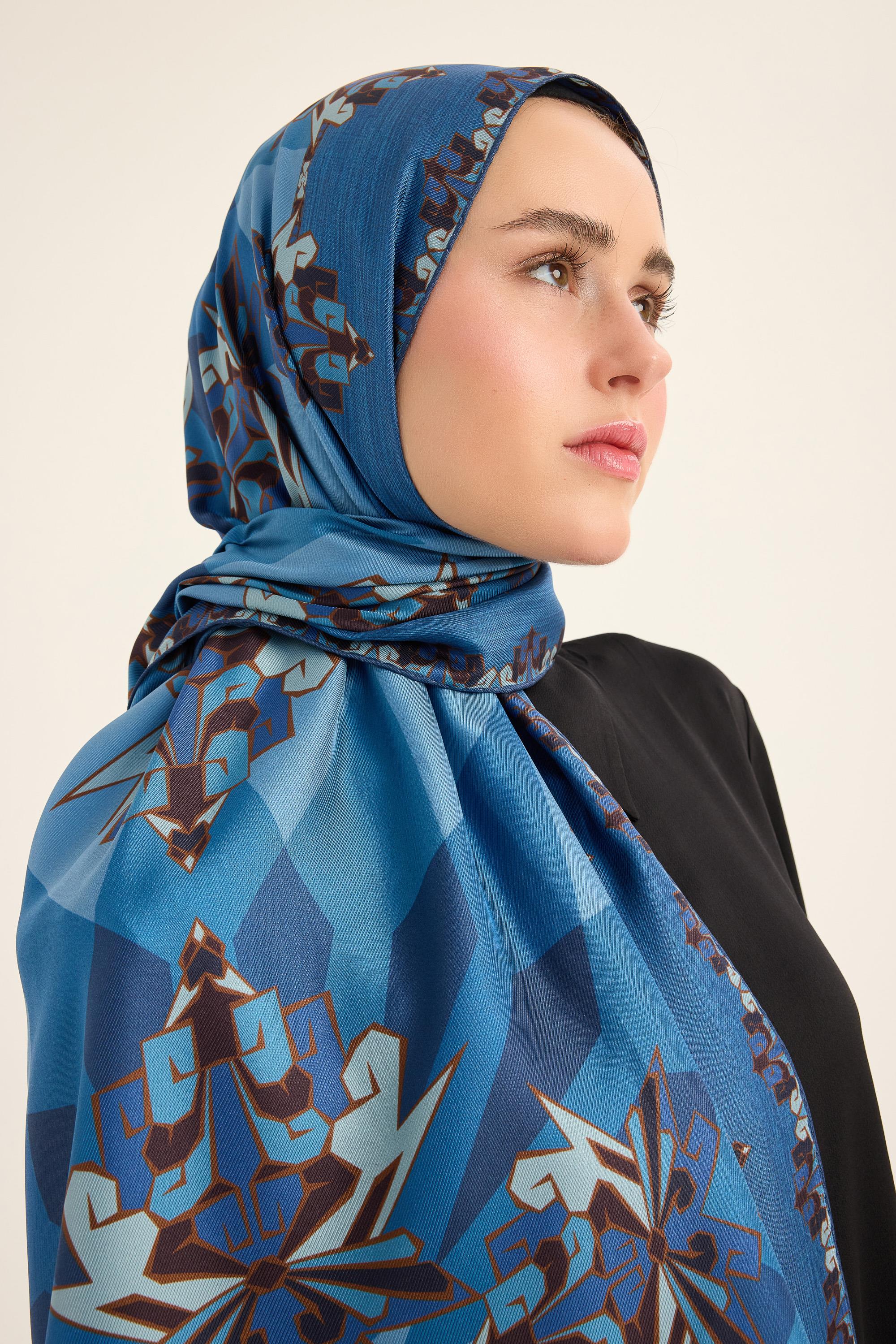 ŞİMAL MULBERRY İPEK ŞAL 70*190 CM - LACİVERT