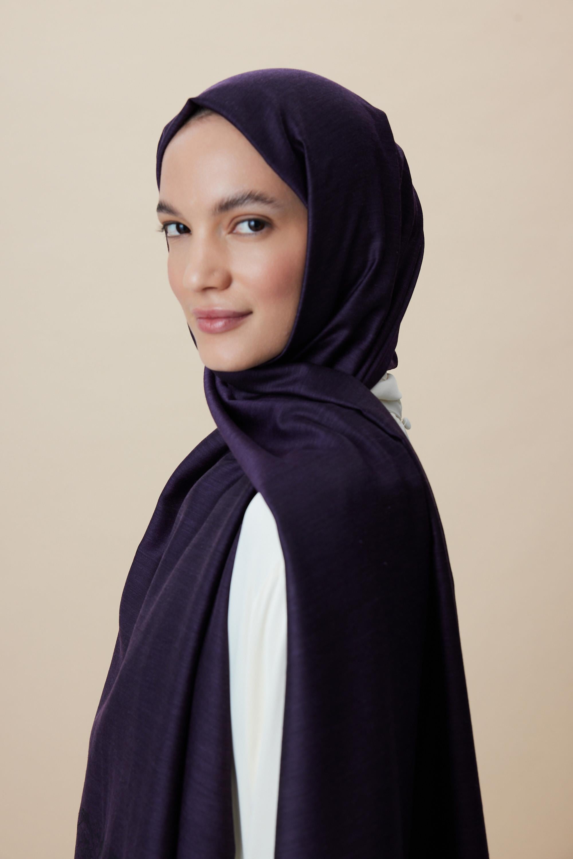 SIRMA YÜN İPEK JAKARLI ŞAL 70*200 CM - MÜRDÜM