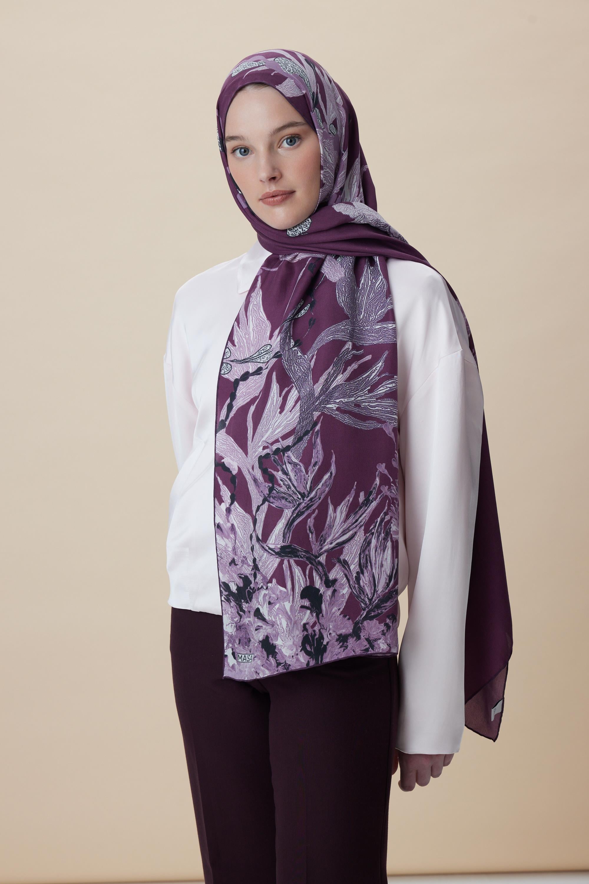 SİTARE PAMUK İPEK ŞAL 70*190 CM - FUŞYA