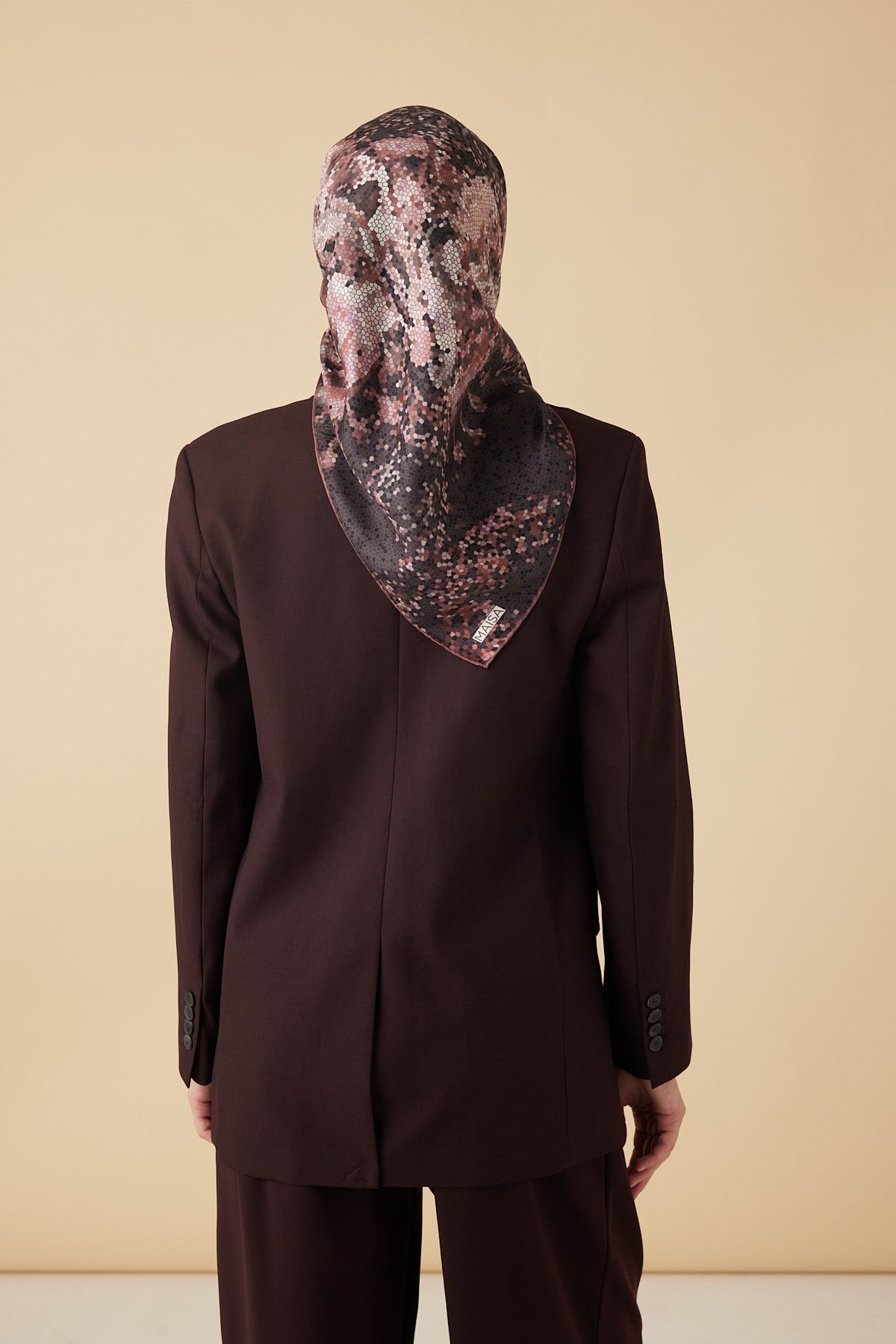 SU MASALI TİVİL İPEK EŞARP 90*90 CM - BORDO