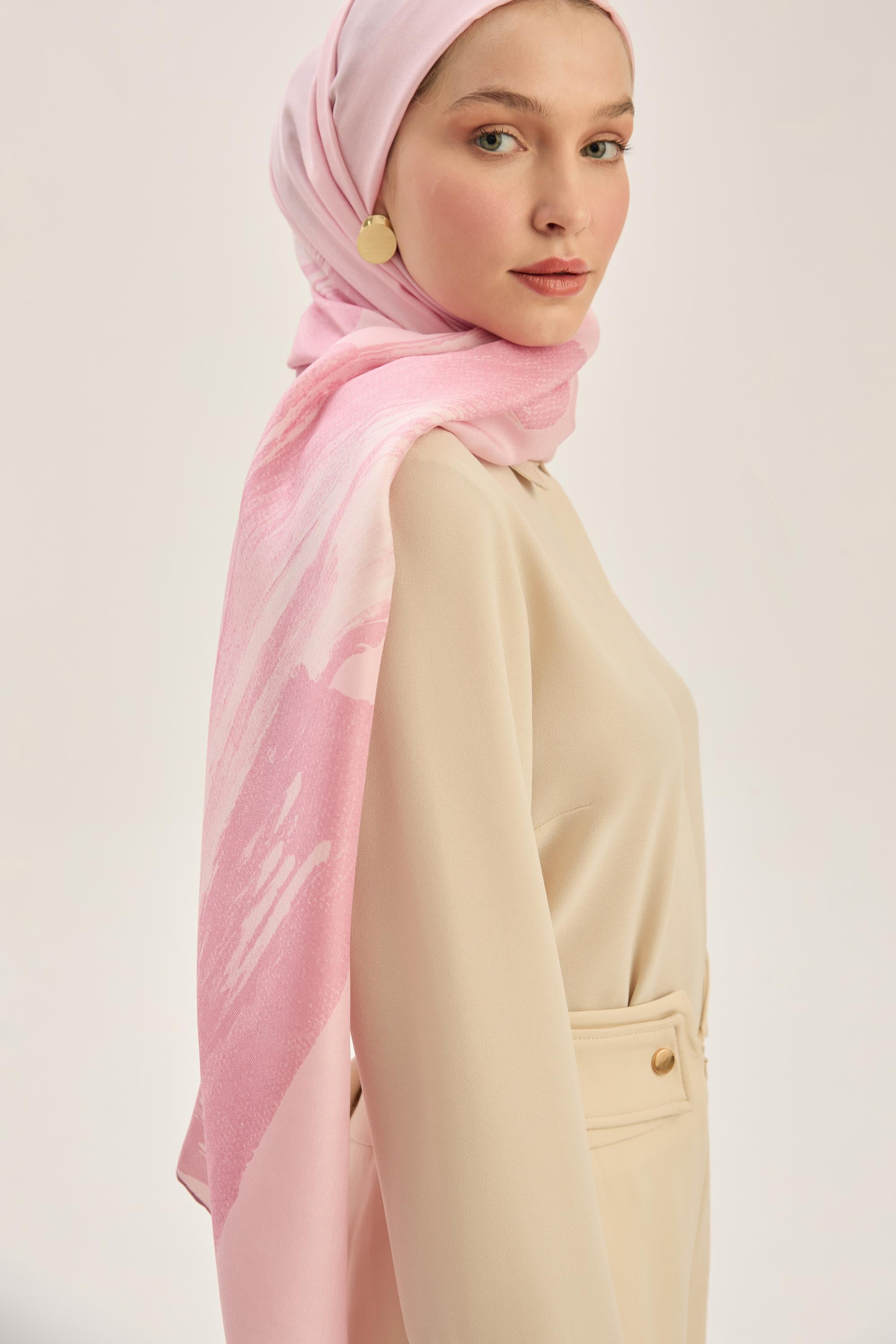 ŞULE PAMUK İPEK ŞAL 70*190 CM - PEMBE