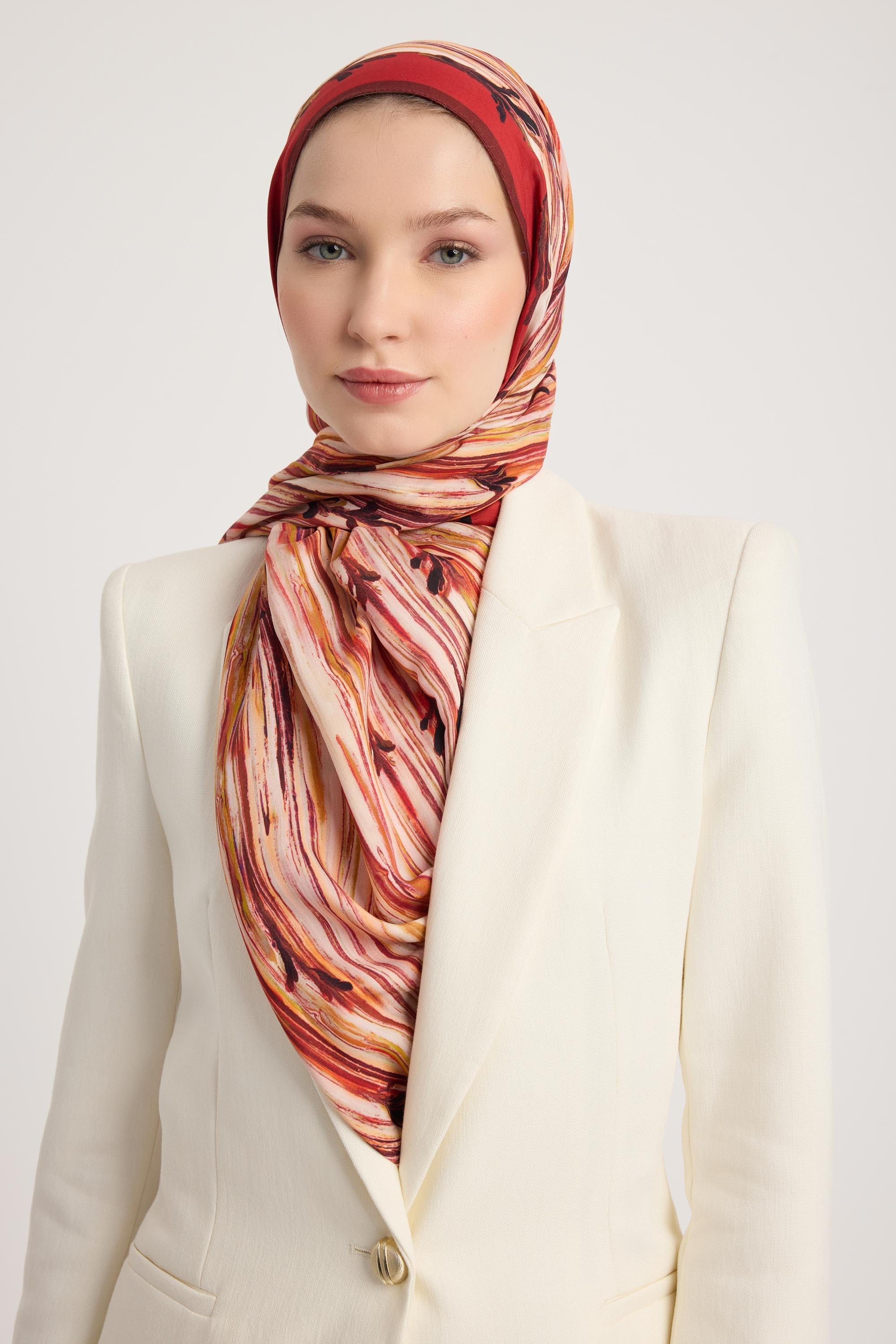 SUZEN FLOŞ VİSKON ŞAL 70*190 CM - KİREMİT