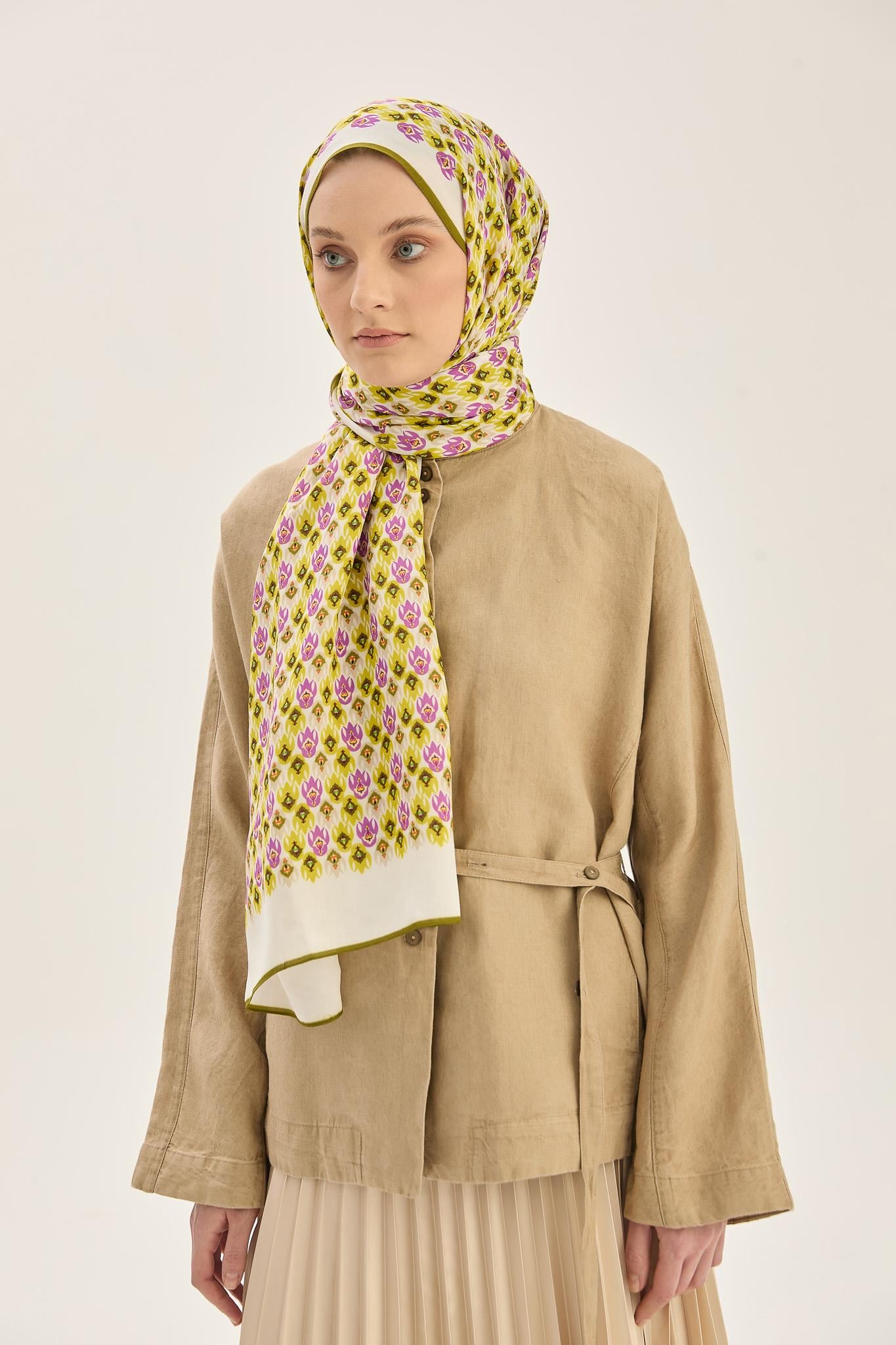 TAN FLOŞ VİSKON 70*190CM ŞAL - NEFTİ YEŞİLİ