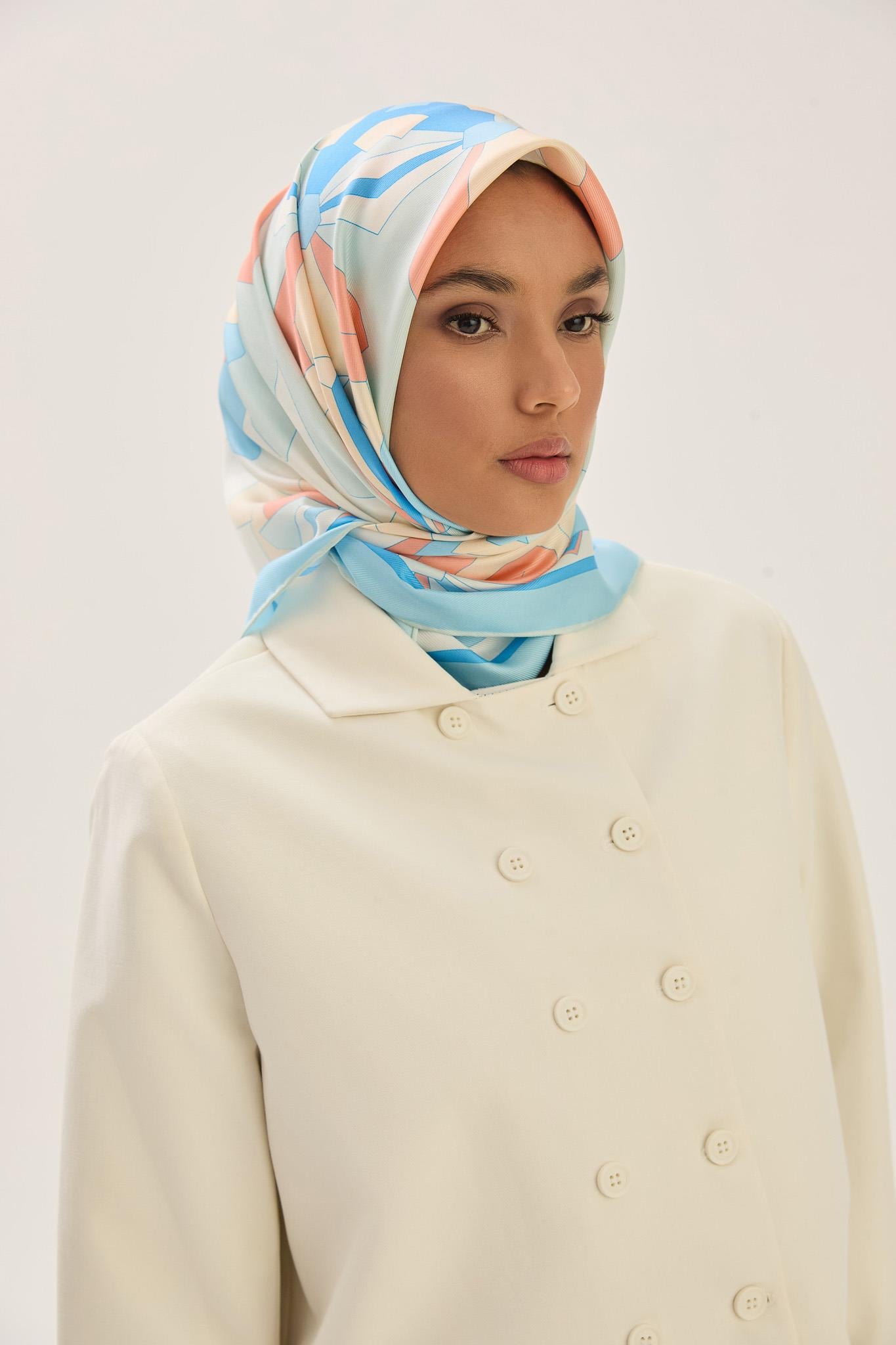 TARA MULBERRY İPEK EŞARP 90*90 CM - AÇIK MAVİ