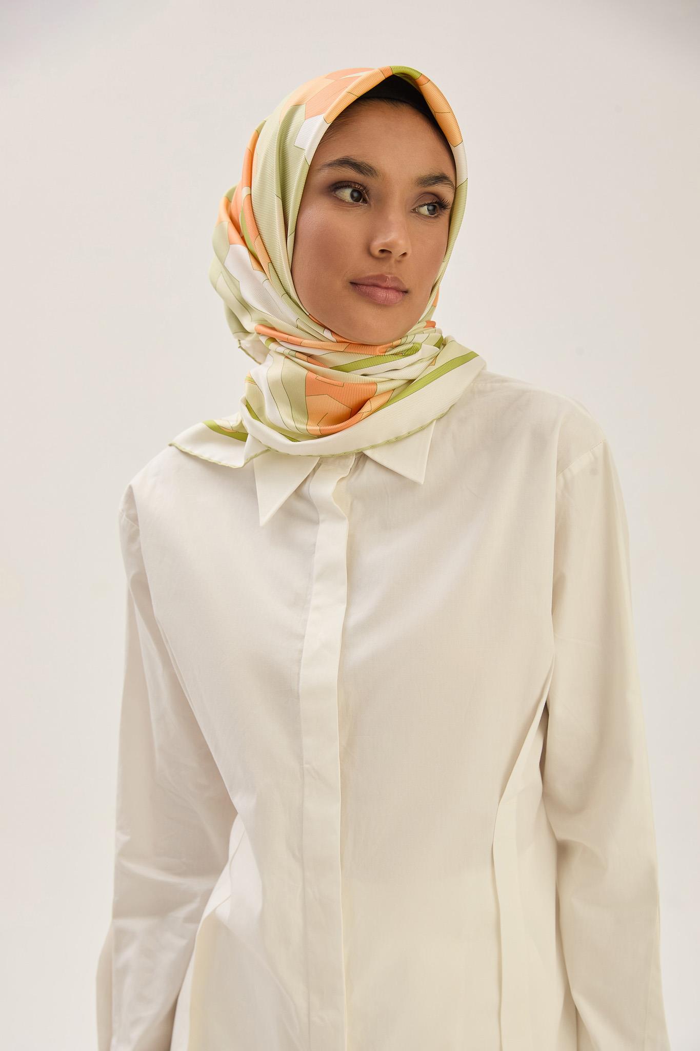 TARA MULBERRY İPEK EŞARP 90*90 CM - FISTIK YEŞİLİ