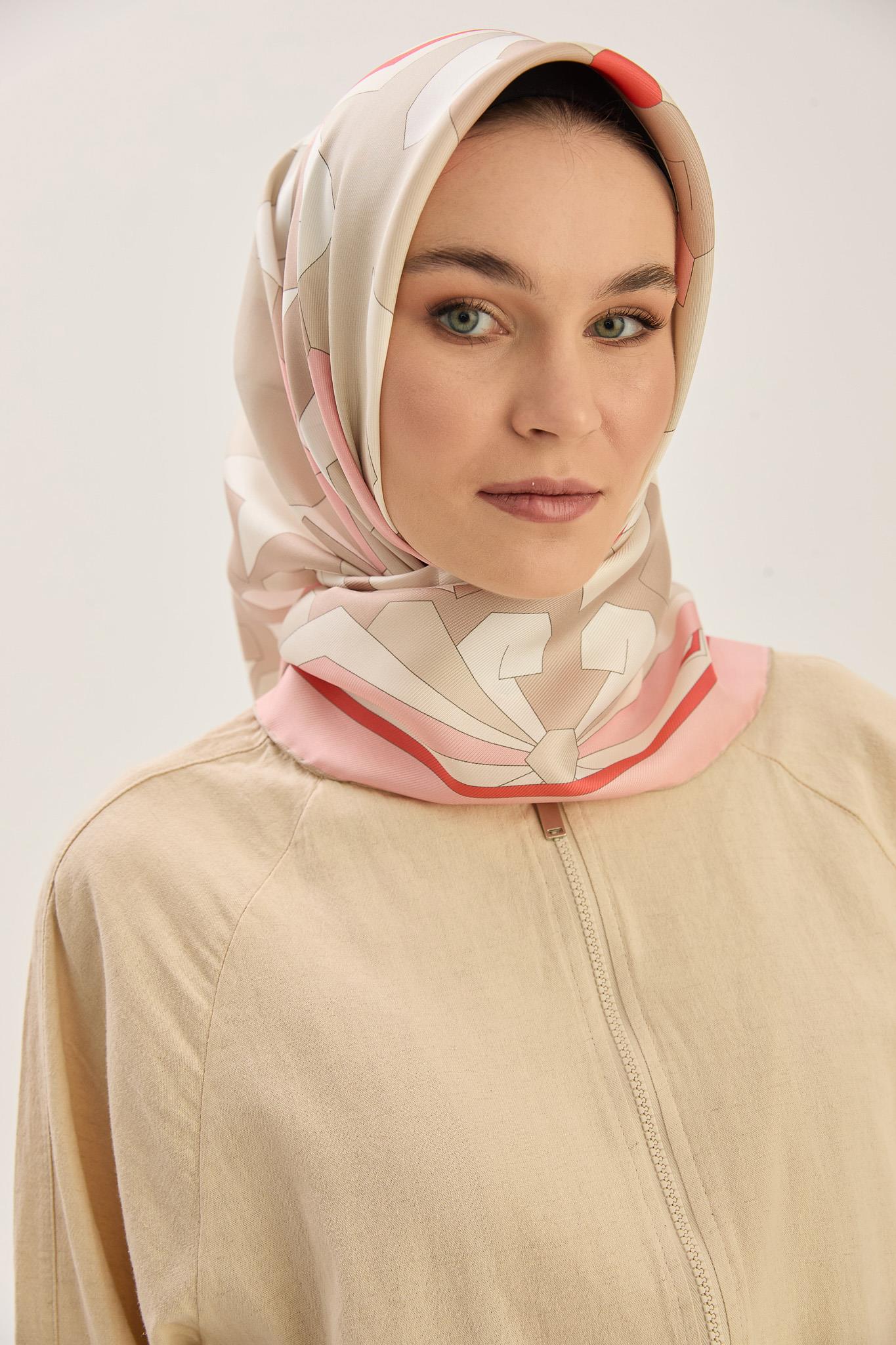 TARA MULBERRY İPEK EŞARP 90*90 CM - PUDRA PEMBE
