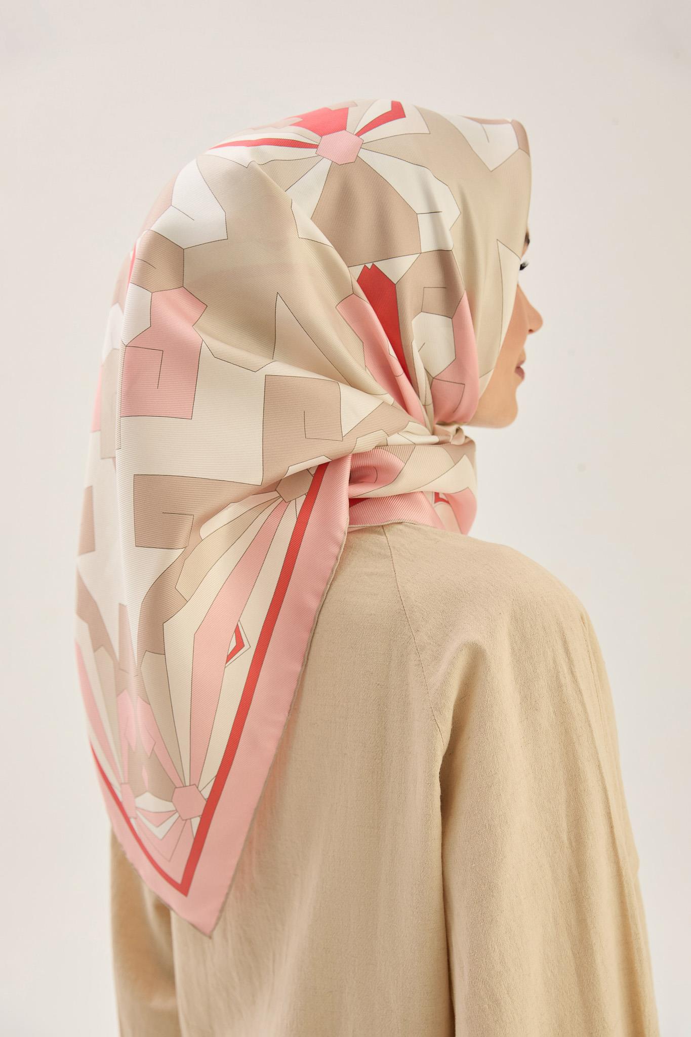 TARA MULBERRY İPEK EŞARP 90*90 CM - PUDRA PEMBE