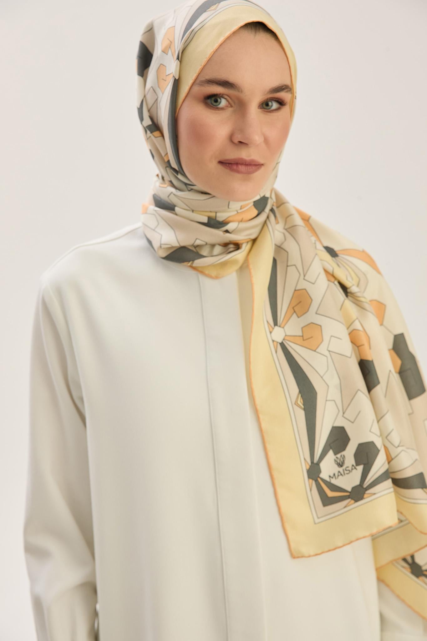 TARA PAMUK İPEK ŞAL 70*190 CM - BEJ