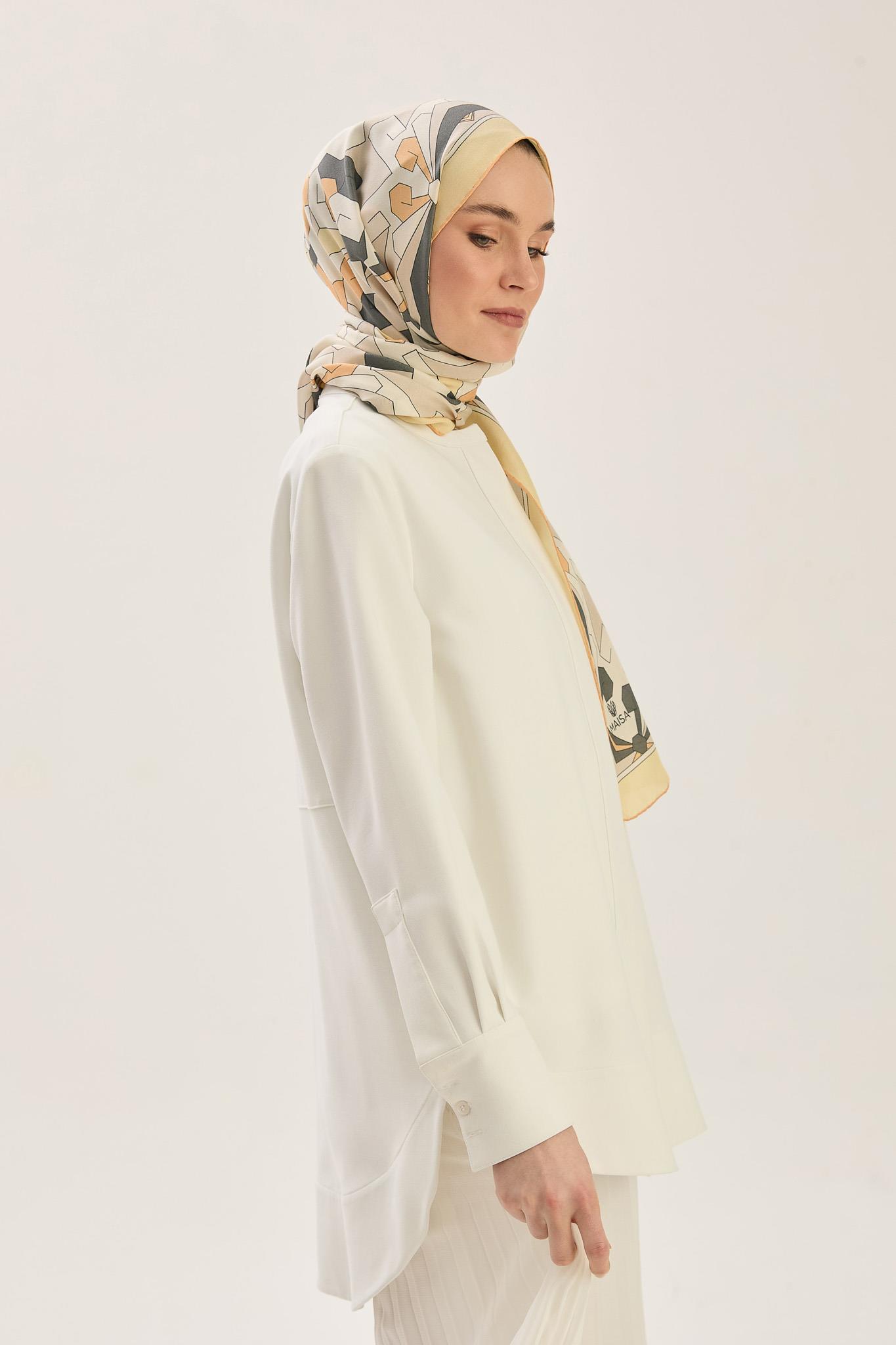 TARA PAMUK İPEK ŞAL 70*190 CM - BEJ
