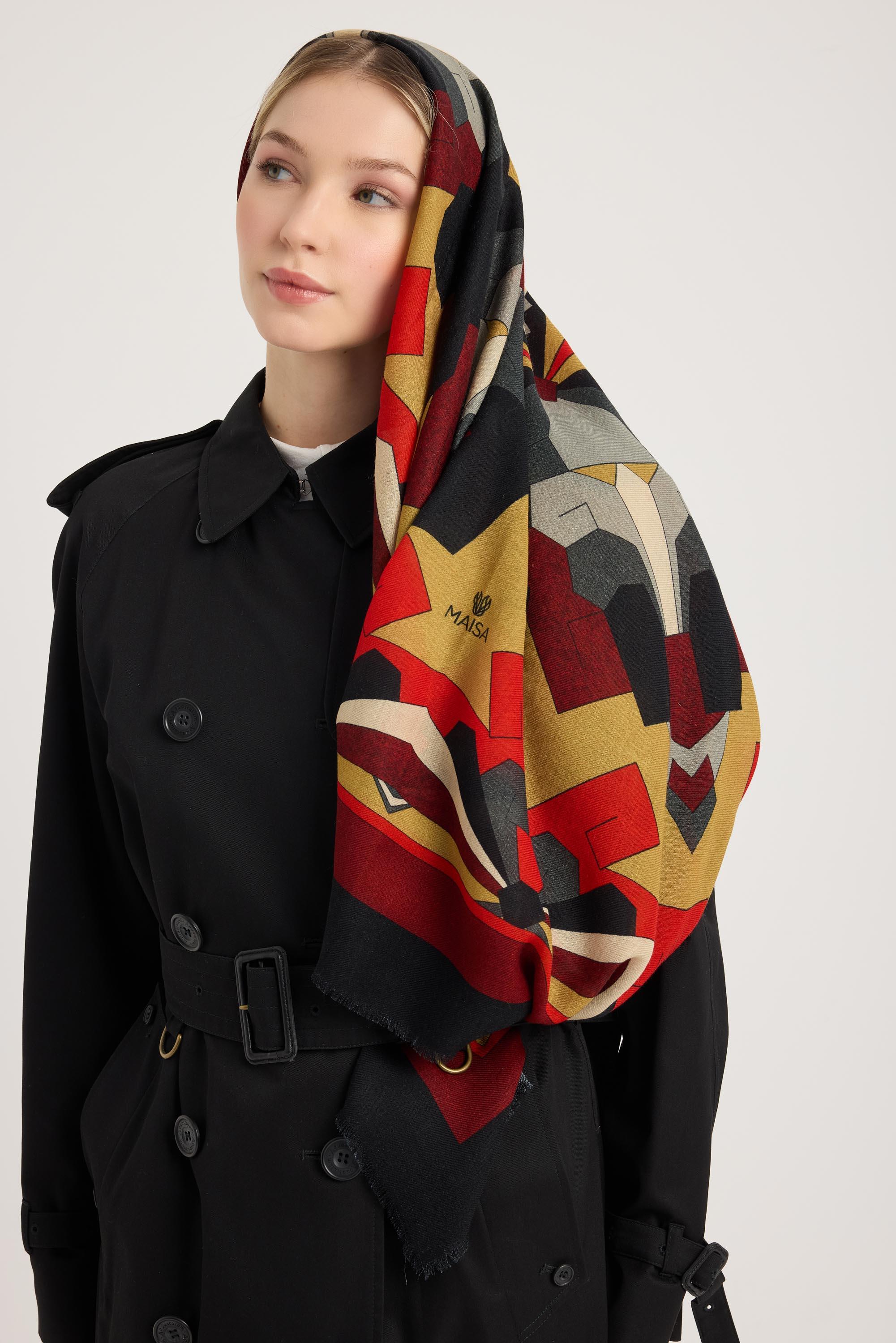 TARA YÜN İPEK EŞARP 110*110 CM - KIRMIZI