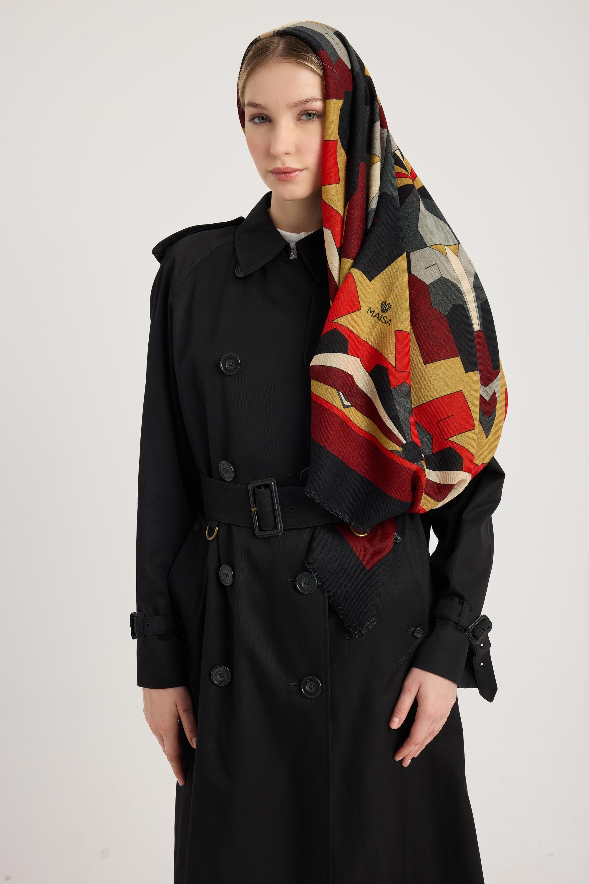 TARA YÜN İPEK EŞARP 110*110 CM - KIRMIZI