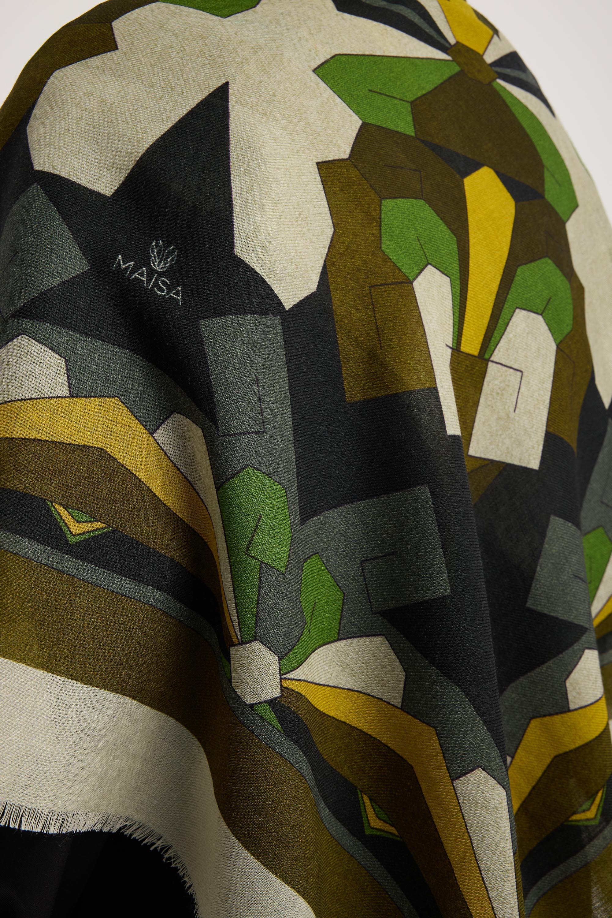 TARA YÜN İPEK EŞARP 110*110 CM - YEŞİL