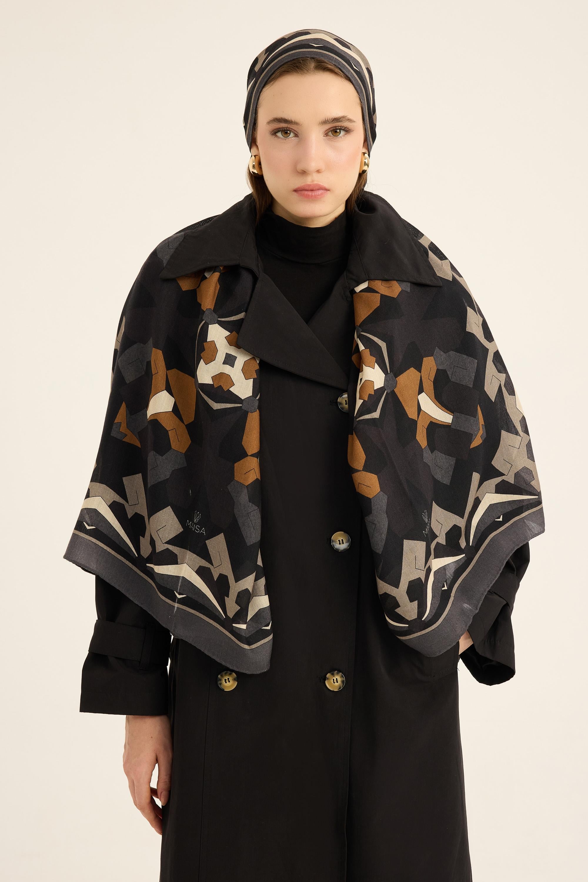 TARA YÜN İPEK KAŞMİR ŞAL 70*200 CM - ANTRASİT