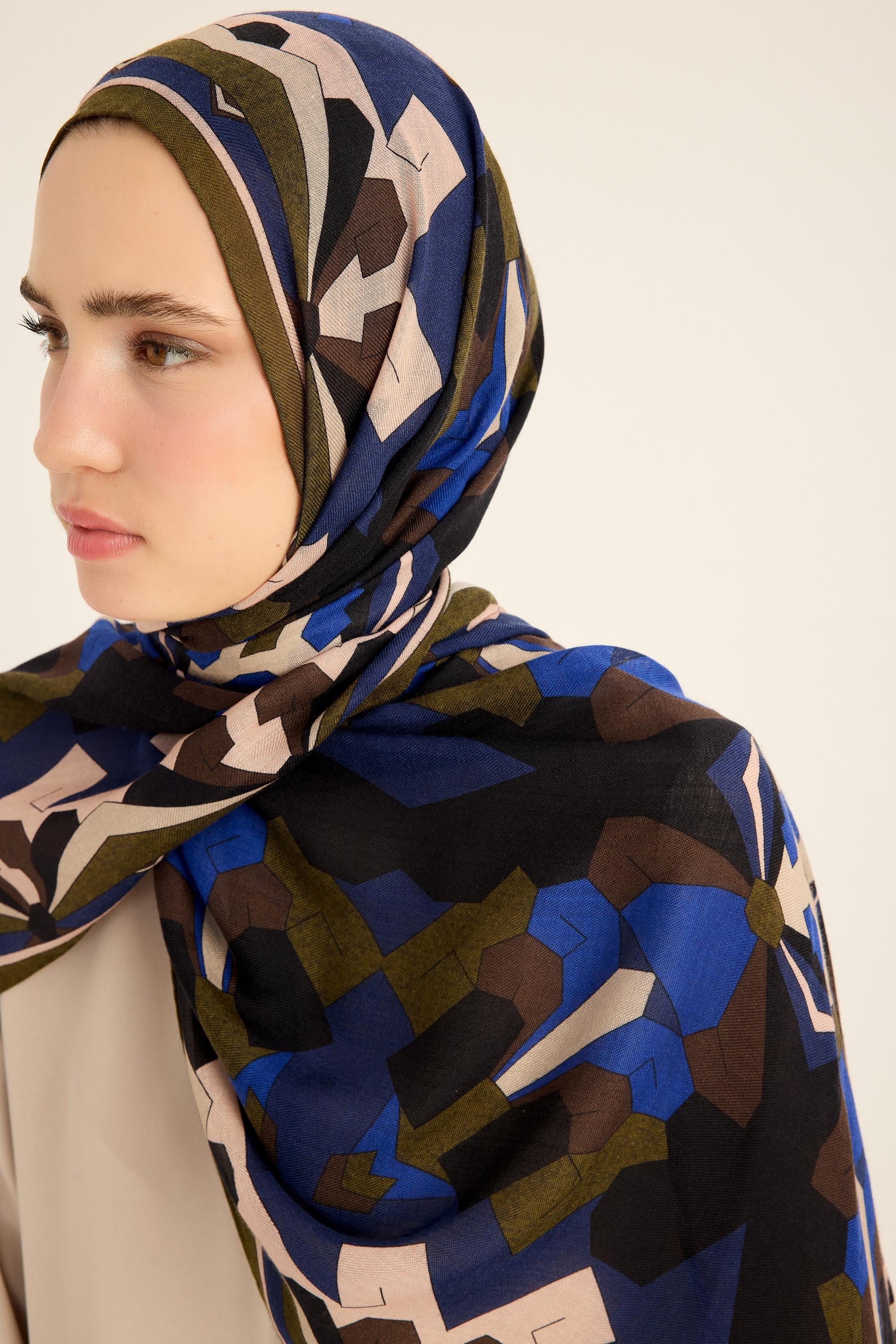 TARA YÜN İPEK KAŞMİR ŞAL 70*200 CM - LACİVERT