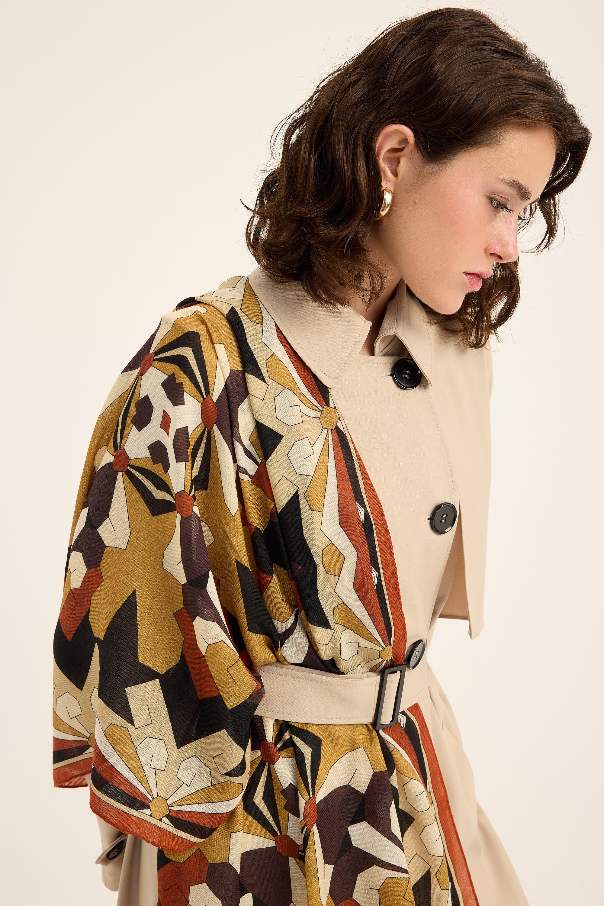 TARA YÜN İPEK KAŞMİR ŞAL 70*200 CM - TURUNCU