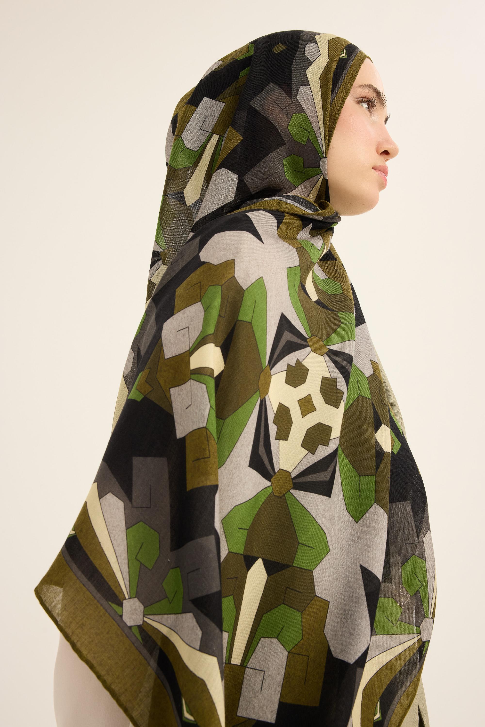 TARA YÜN İPEK KAŞMİR ŞAL 70*200 CM - YEŞİL