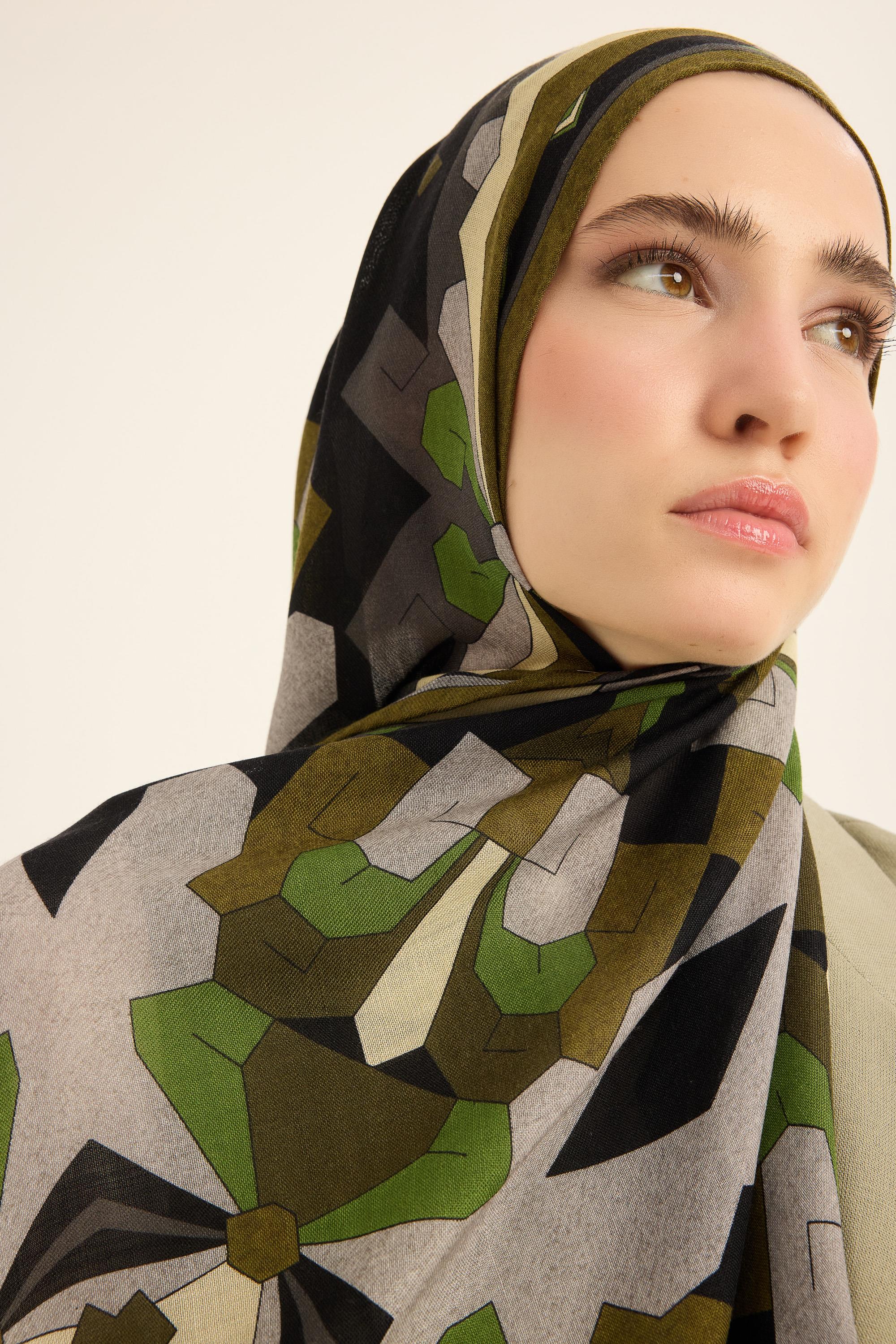 TARA YÜN İPEK KAŞMİR ŞAL 70*200 CM - YEŞİL