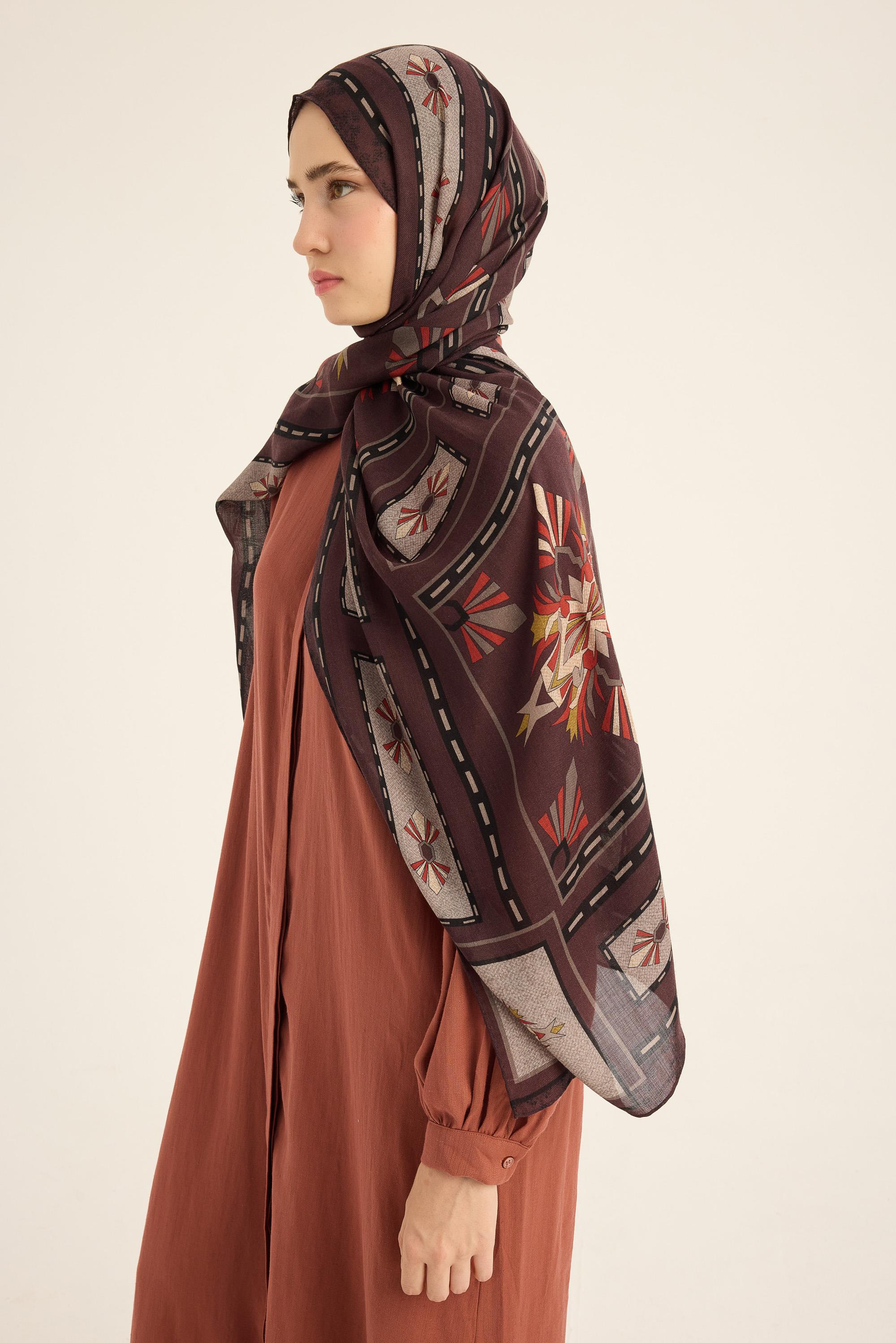 TUSEM YÜN İPEK KAŞMİR ŞAL 70*200 CM - BORDO