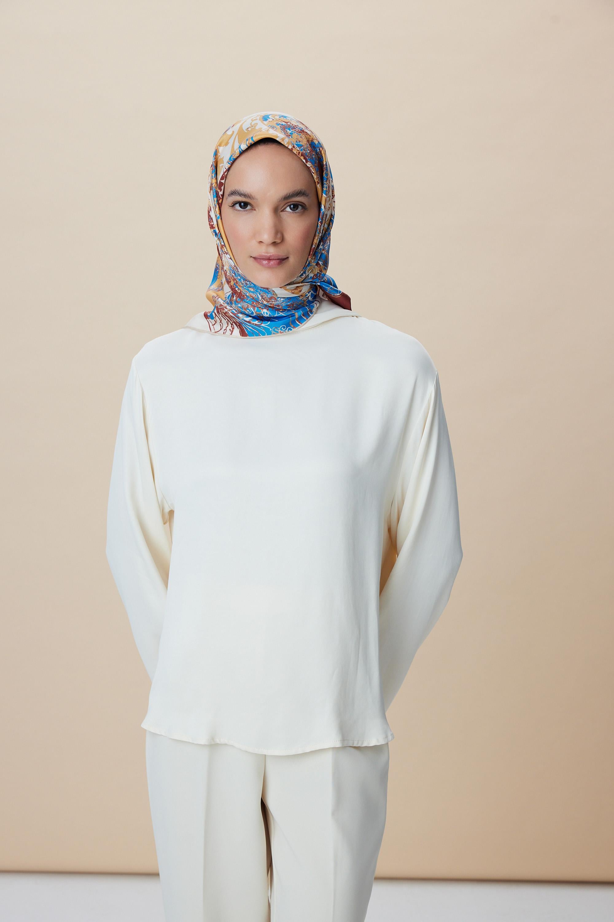 TUVANA MULBERRY İPEK EŞARP 90*90 CM - BEJ