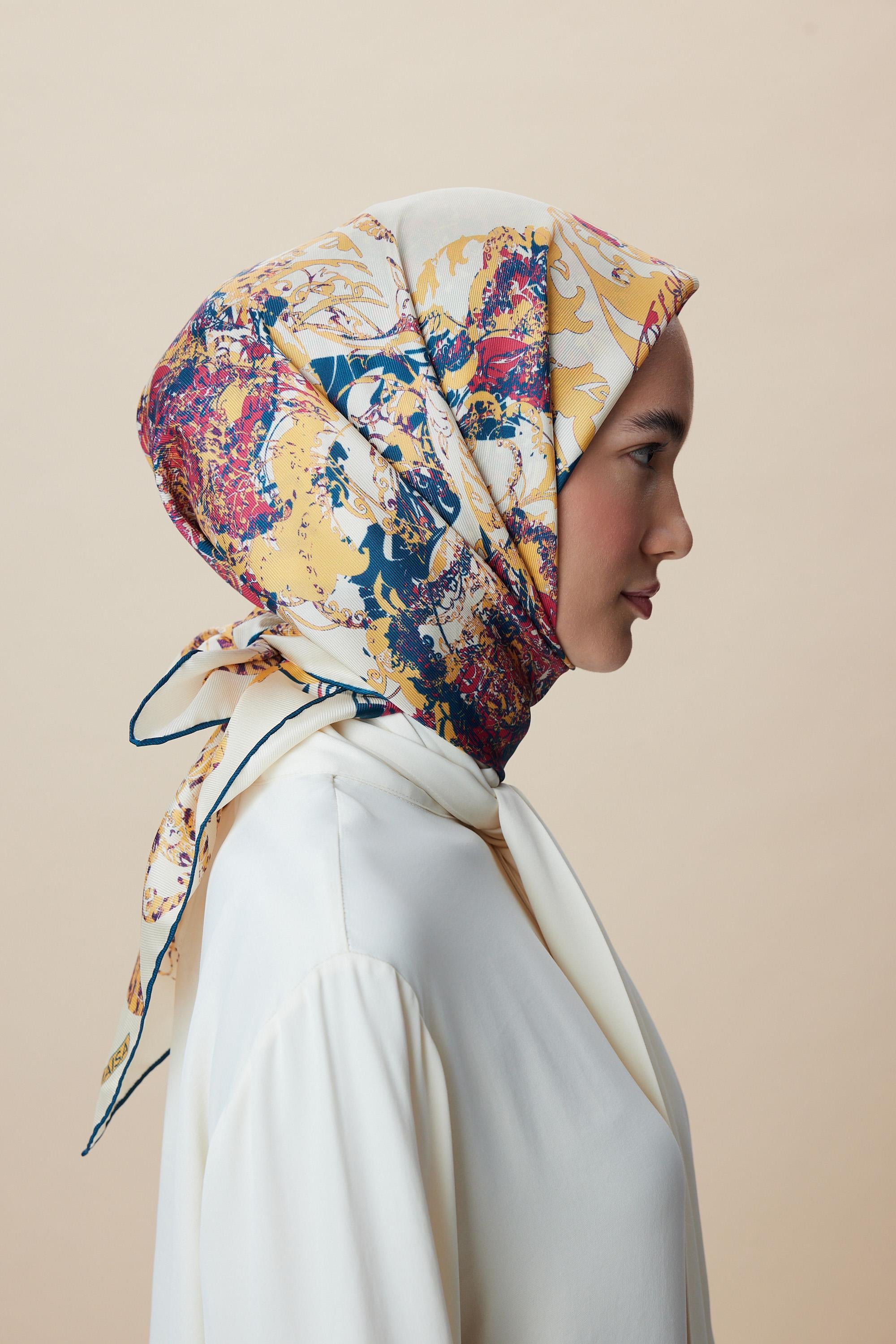 TUVANA MULBERRY İPEK EŞARP 90*90 CM - NAR ÇİÇEĞİ