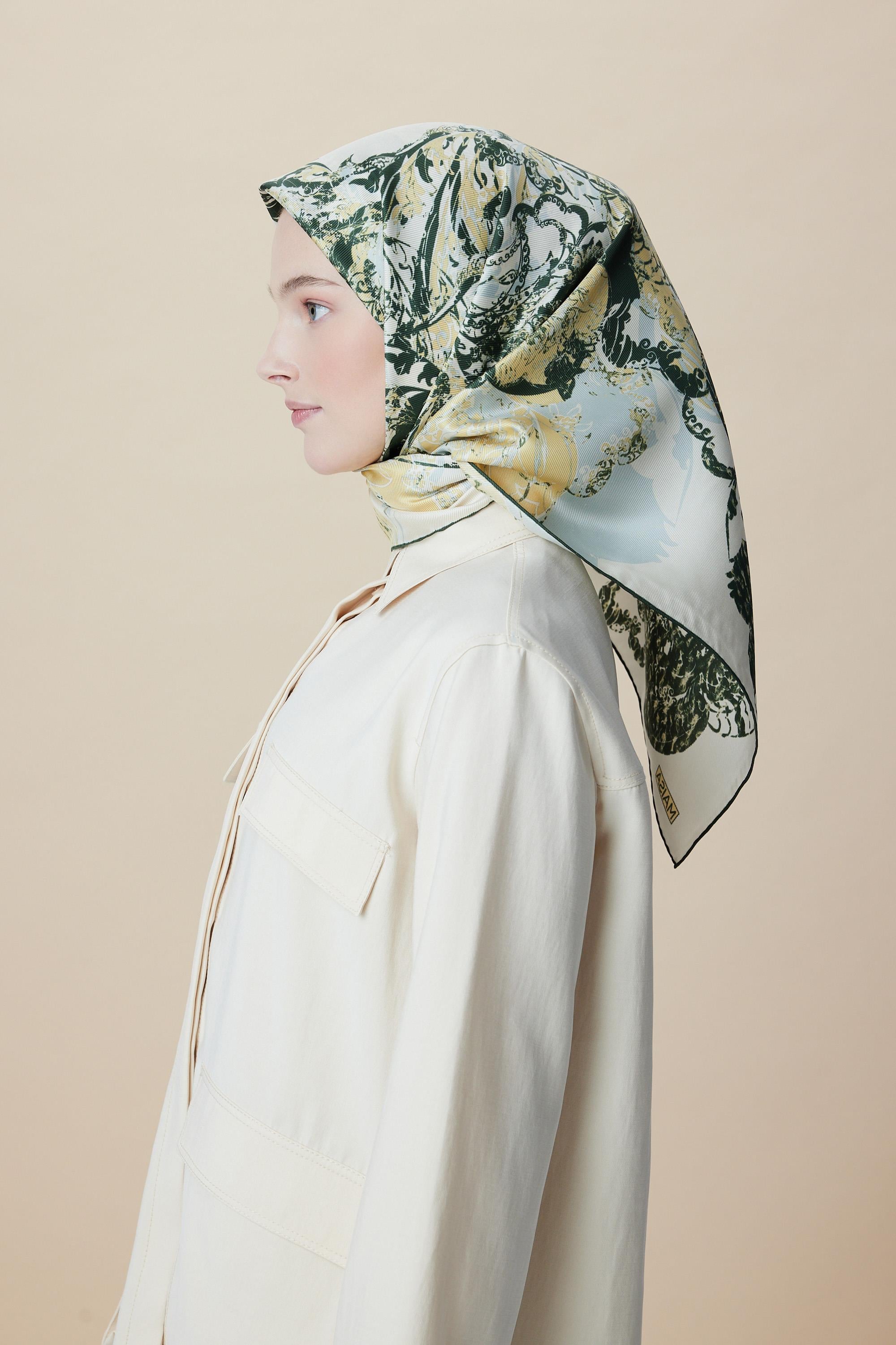 TUVANA MULBERRY İPEK EŞARP 90*90 CM - YEŞİL
