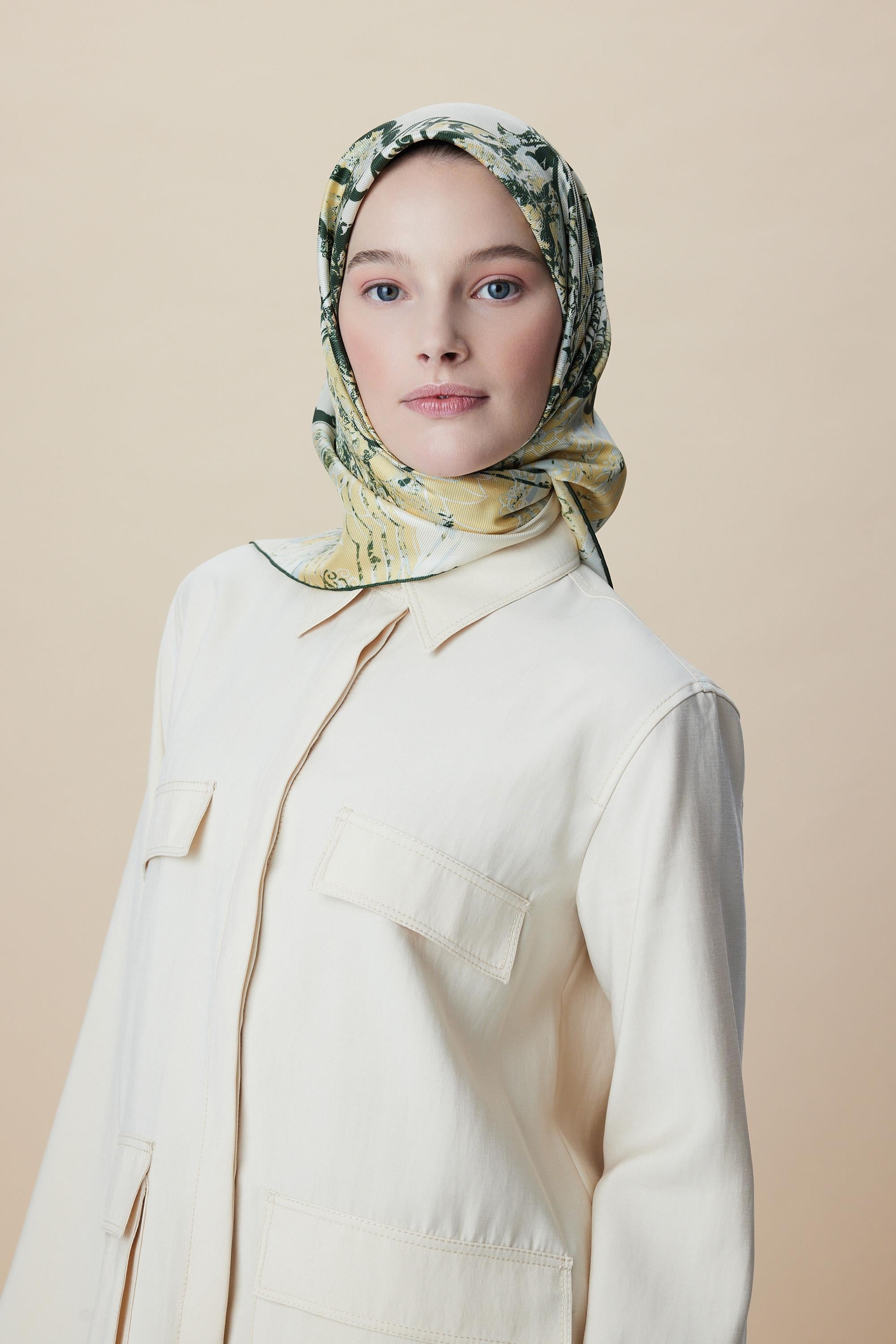 TUVANA MULBERRY İPEK EŞARP 90*90 CM - YEŞİL