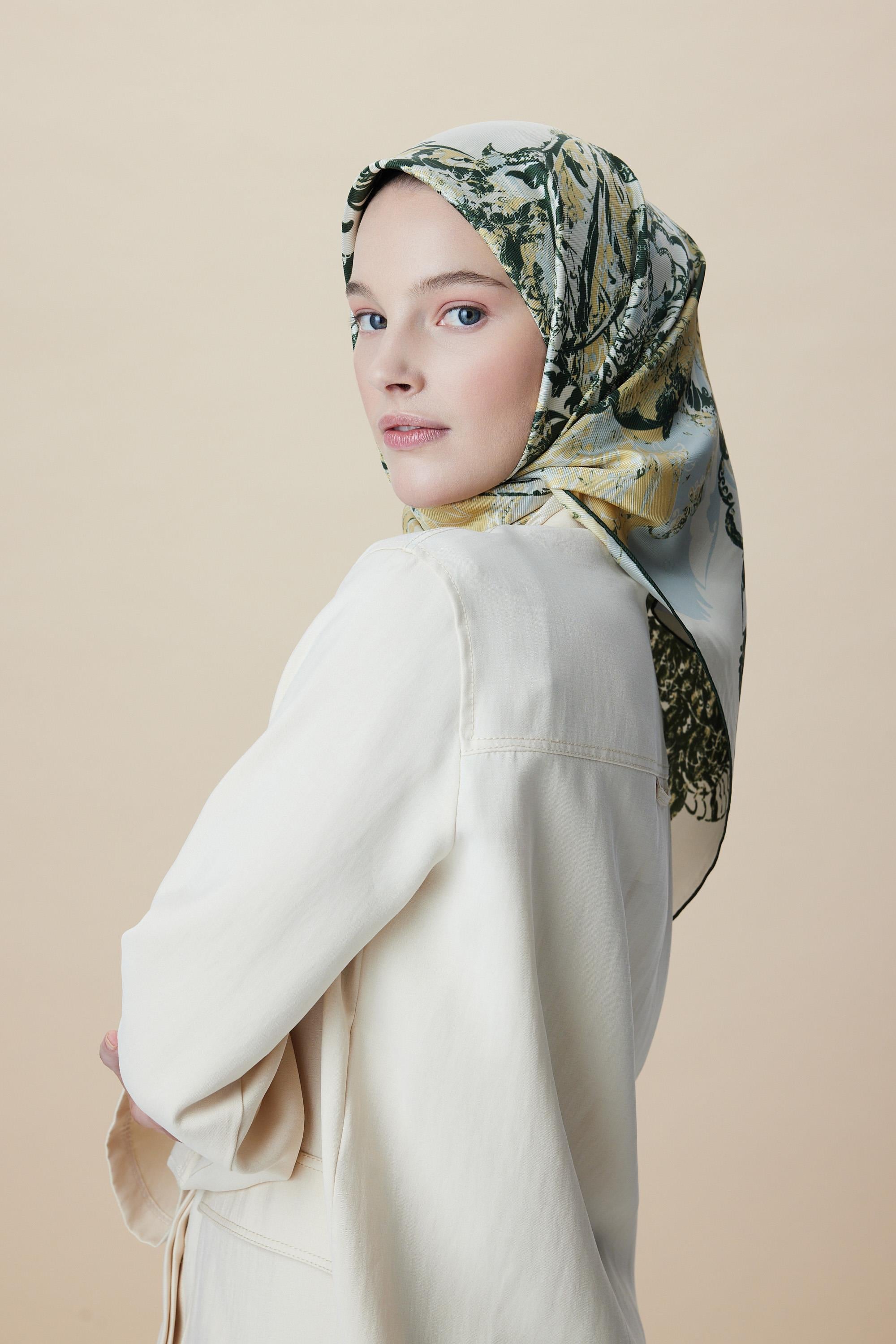 TUVANA MULBERRY İPEK EŞARP 90*90 CM - YEŞİL