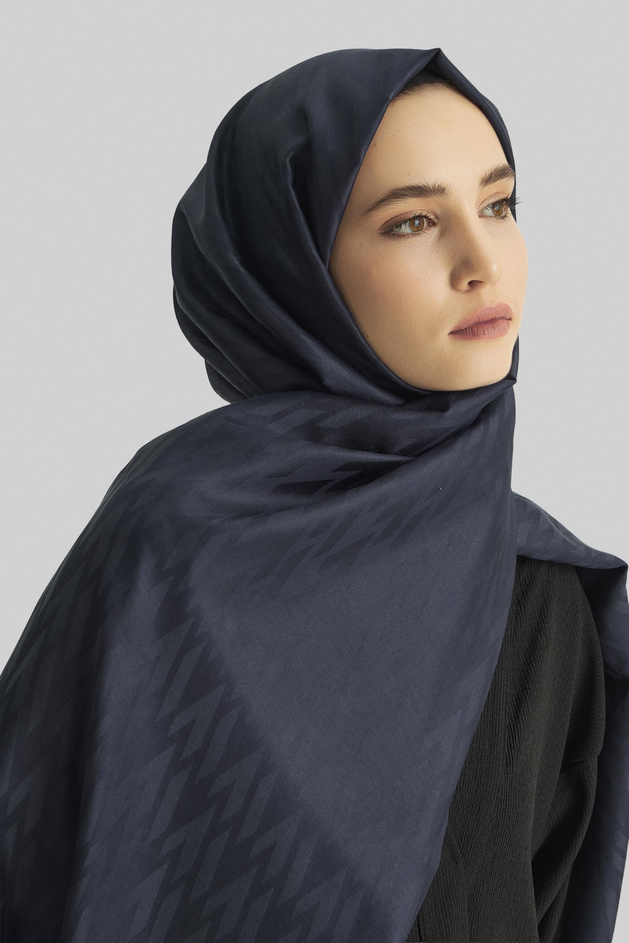 UMAY %100 İPEK JAKARLI ŞAL-LACİVERT