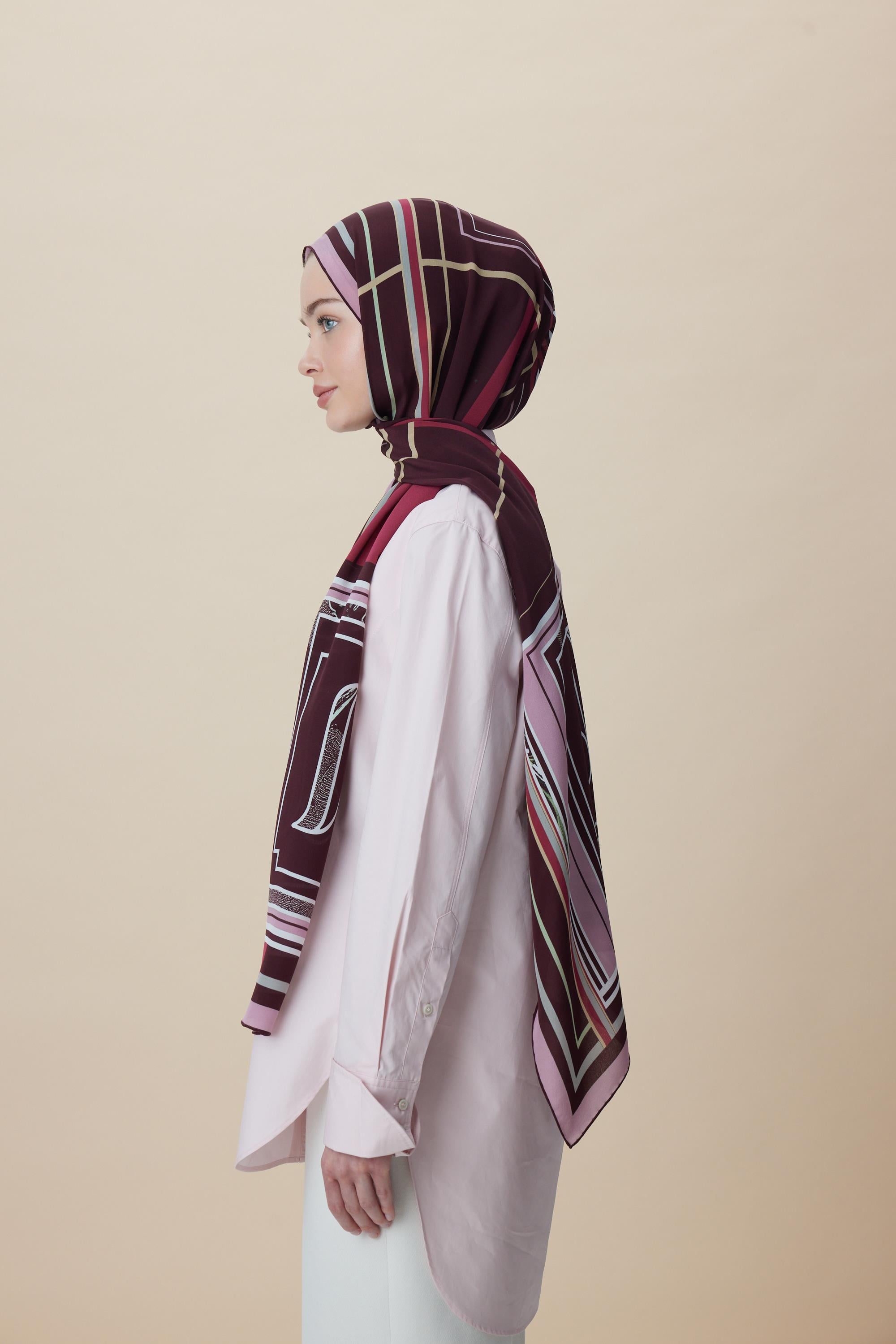 VİRA KREP İPEK ŞAL 70*190 CM - BORDO