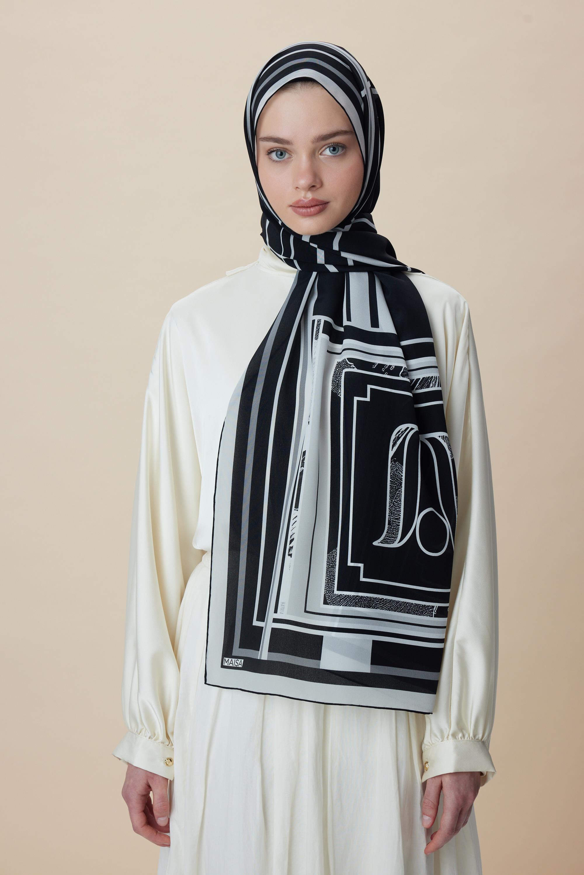 VİRA KREP İPEK ŞAL 70*190 CM - SİYAH