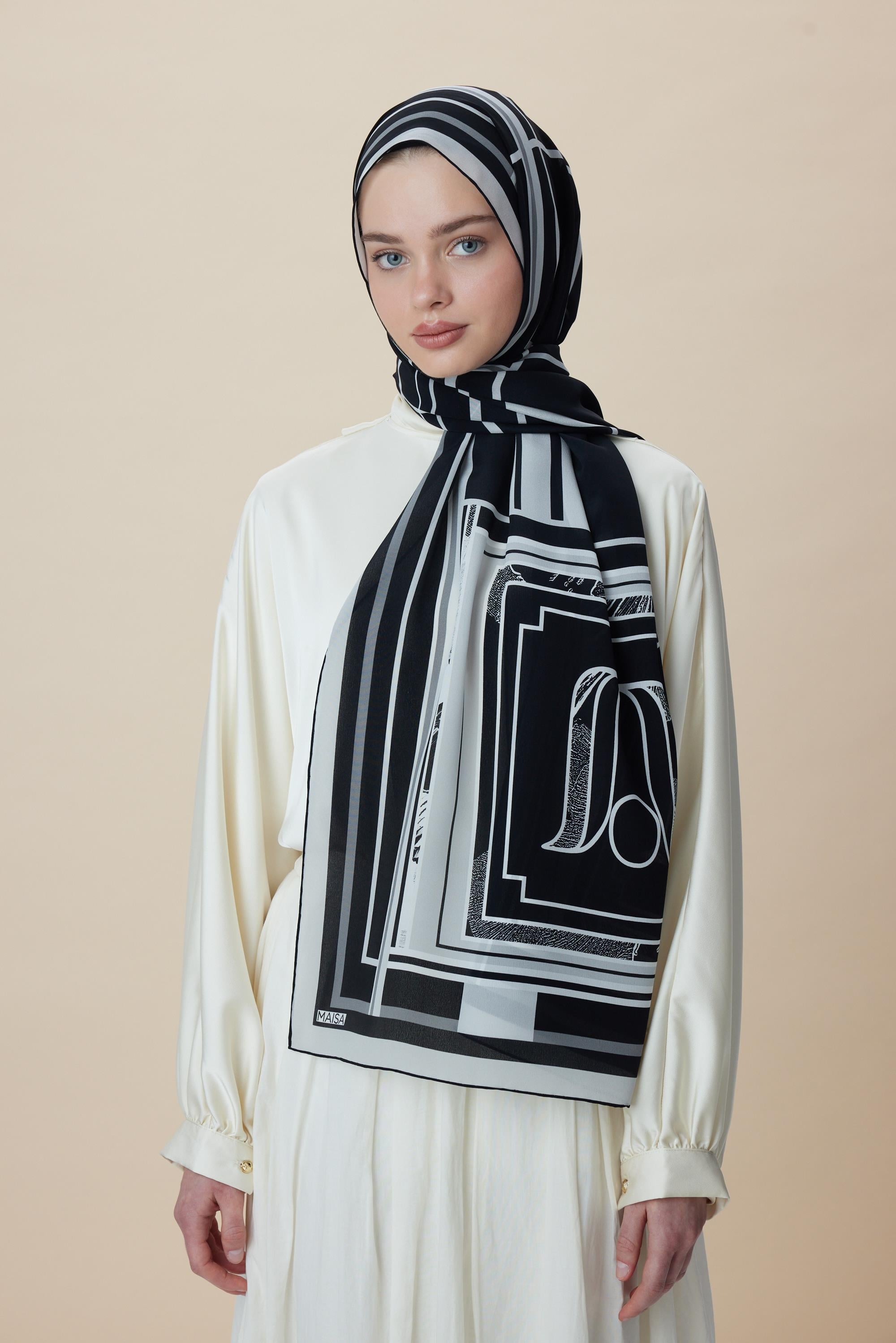 VİRA KREP İPEK ŞAL 70*190 CM - SİYAH