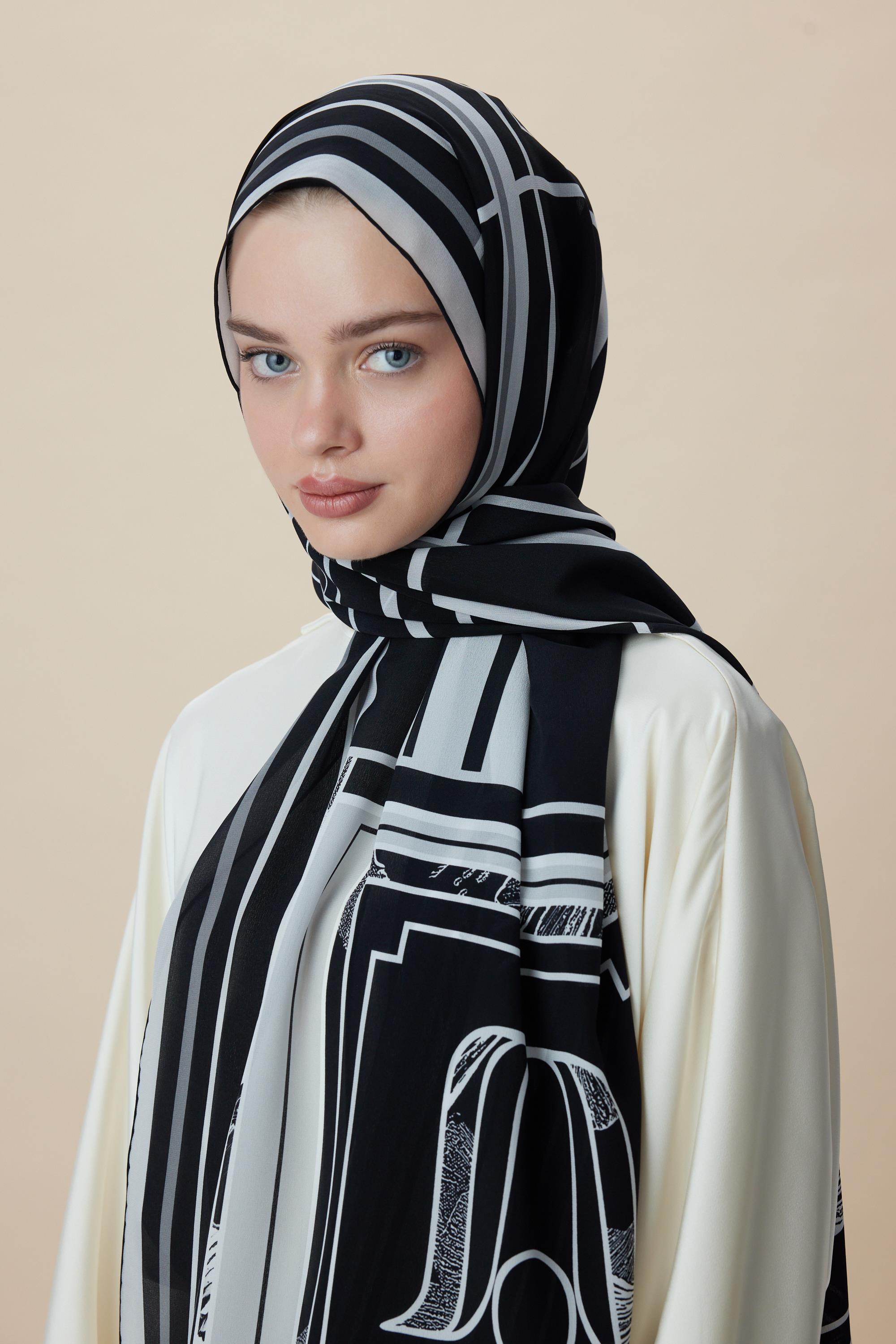 VİRA KREP İPEK ŞAL 70*190 CM - SİYAH