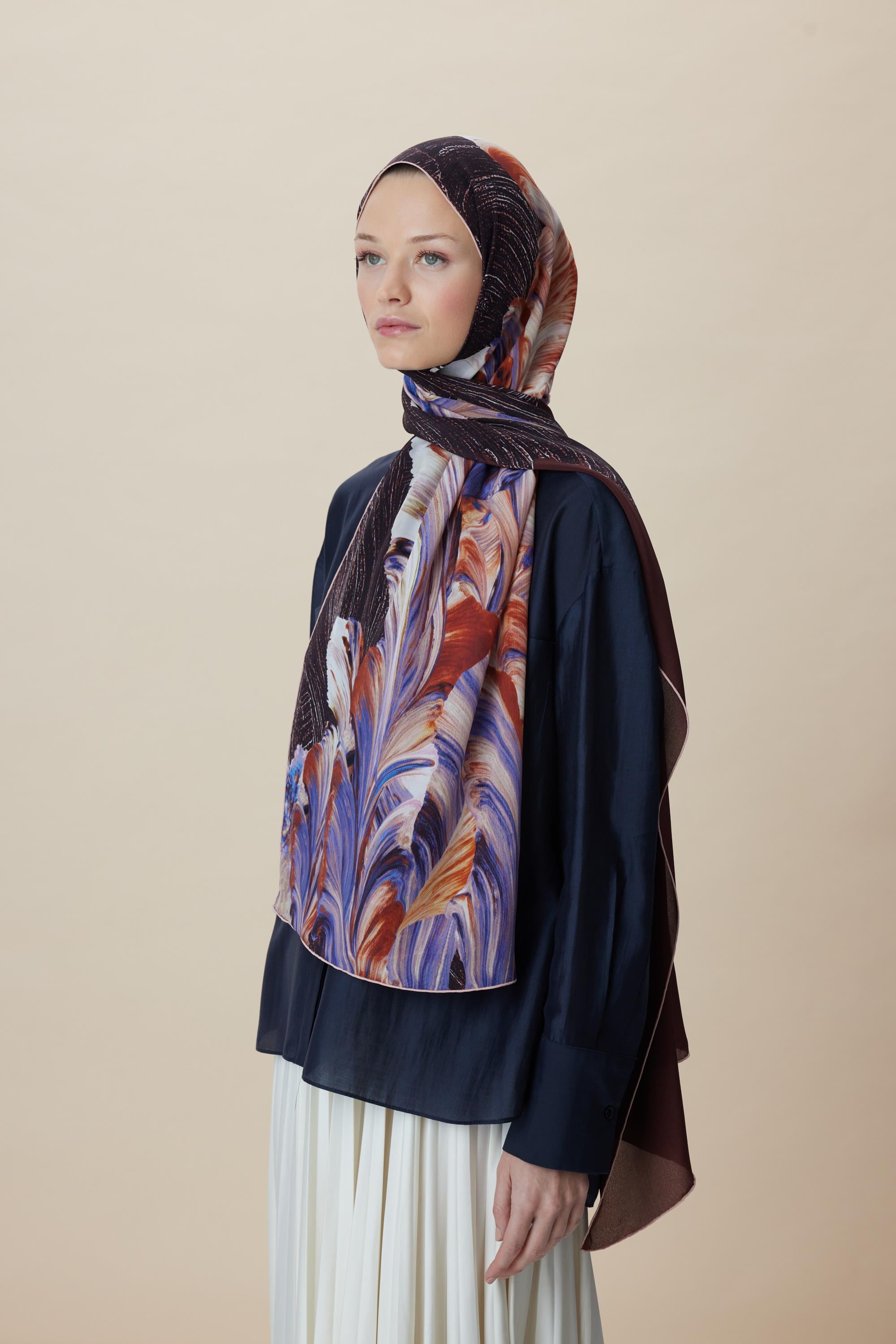 YAKAMOZ KREP İPEK ŞAL 70*190 CM - BORDO