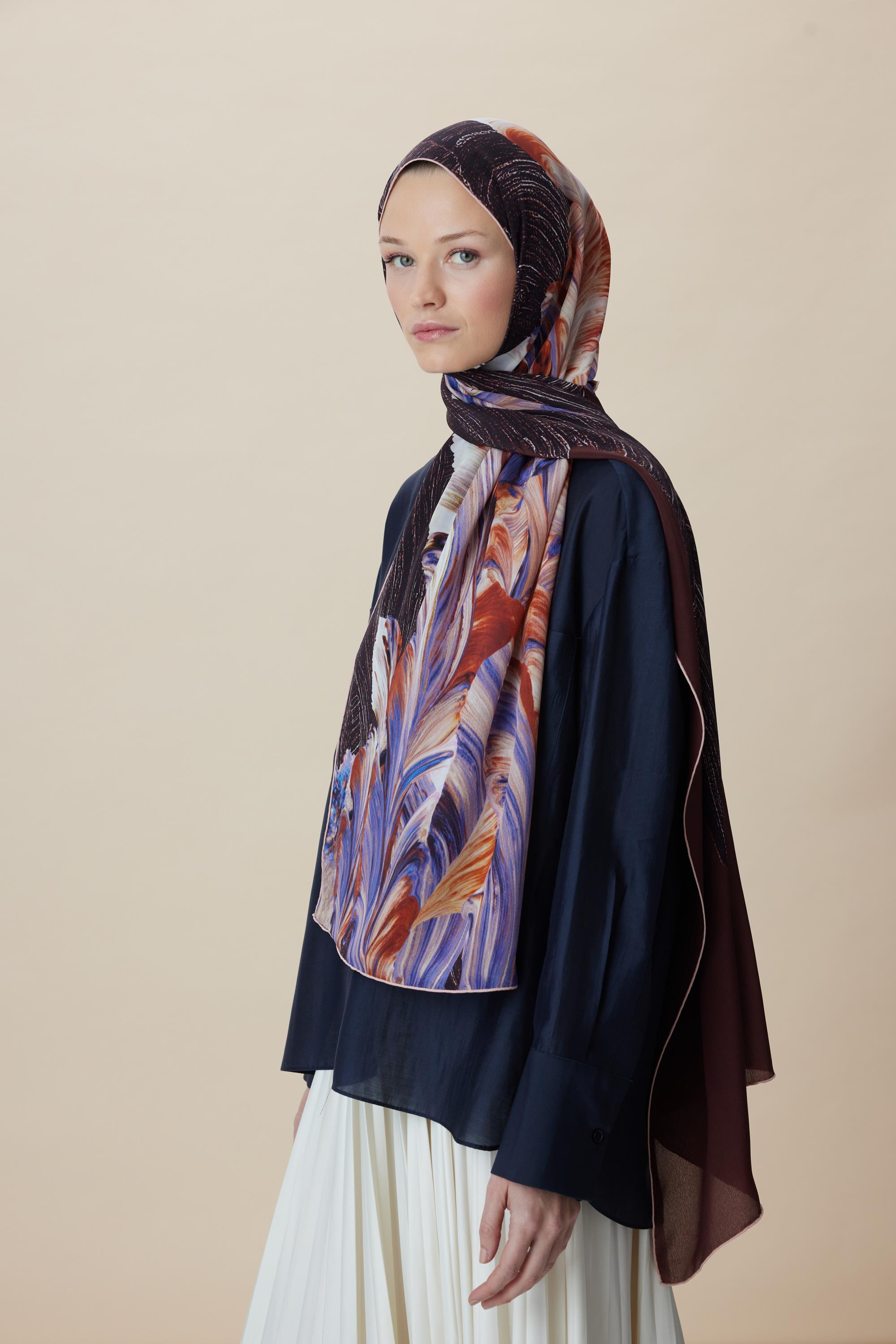 YAKAMOZ KREP İPEK ŞAL 70*190 CM - BORDO