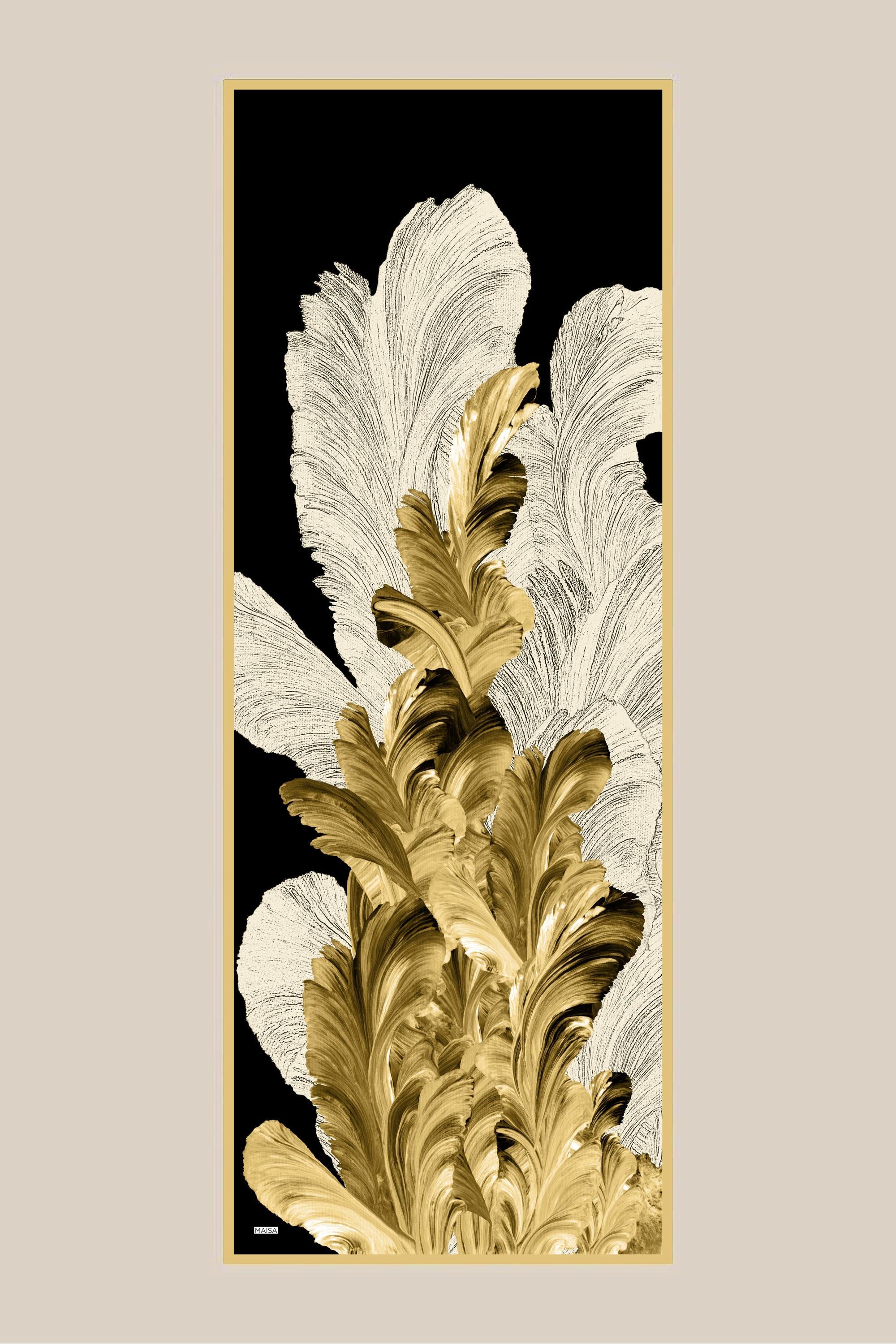 YAKAMOZ KREP İPEK ŞAL 70*190 CM - GOLD SİYAH